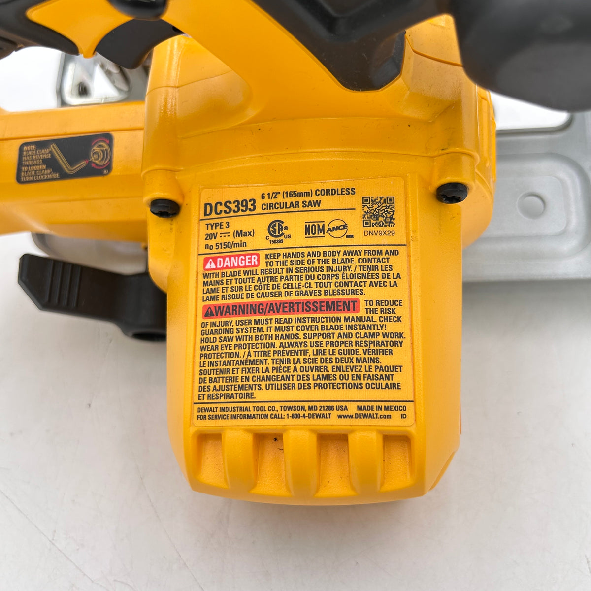 DeWalt DCS393 20V MAX 6 1/2" Cordless Circular Saw