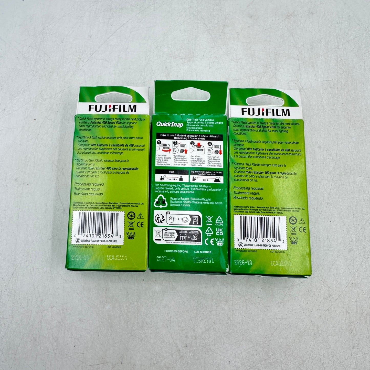 Lot of 3 New Fujifilm QuickSnap One-Time Use Cameras