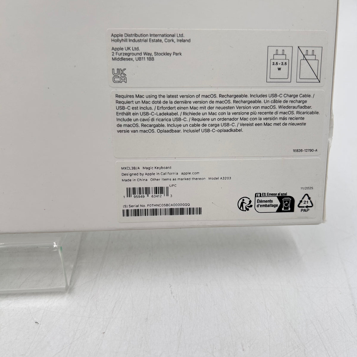 New Apple Magic Keyboard A3203 White