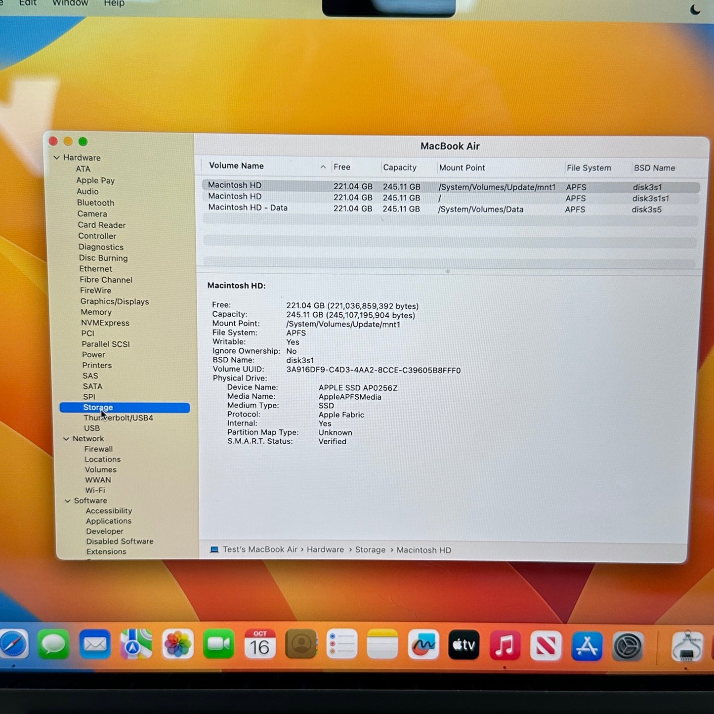2022 Apple MacBook Air 13.6" M2 8C GPU 3.5GHz 16GB RAM 256GB SSD A2681