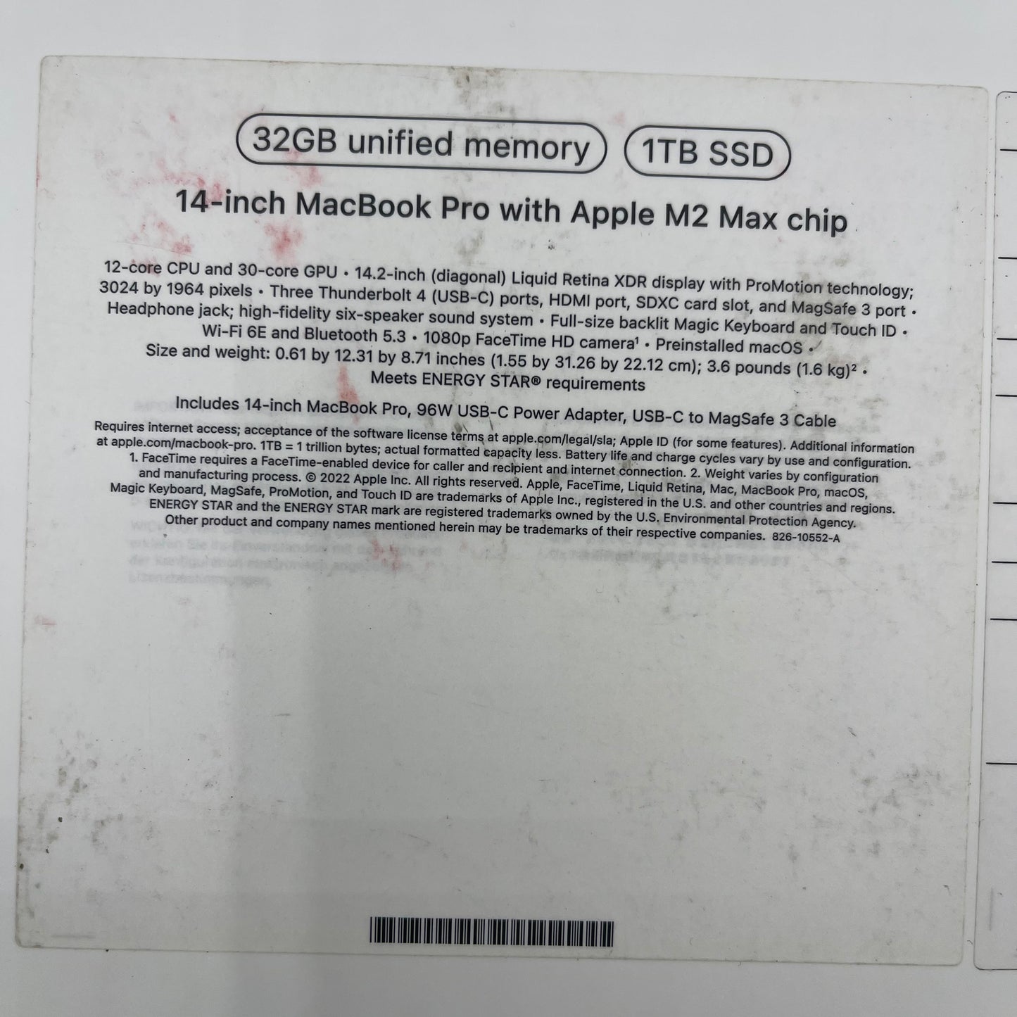 2023 Apple MacBook Pro 14" M2 Max 30C GPU 3.5GHz 32GB RAM 1TB SSD A2779 Read