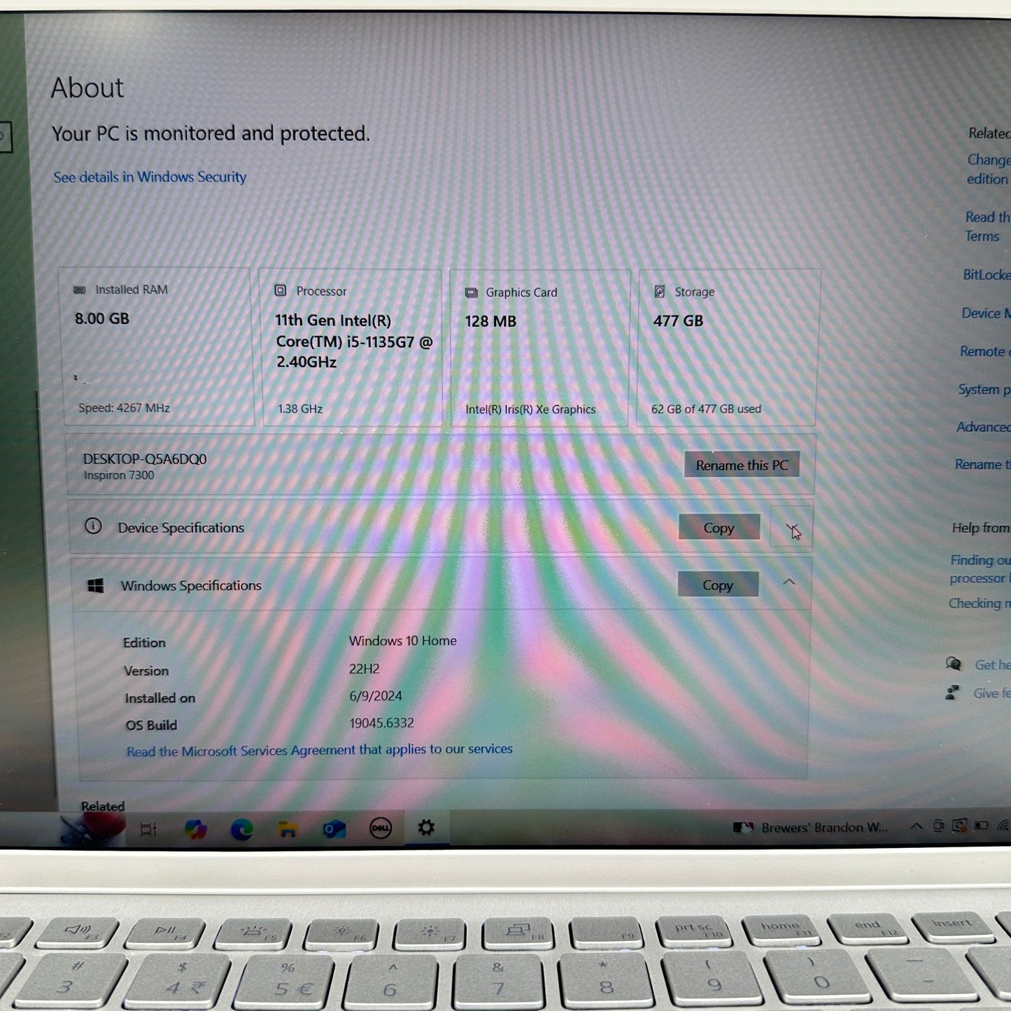 Dell Inspiron 7300  P122G001  13.3" i5-1135G7 2.4GHz 8GB RAM 512GB SSD