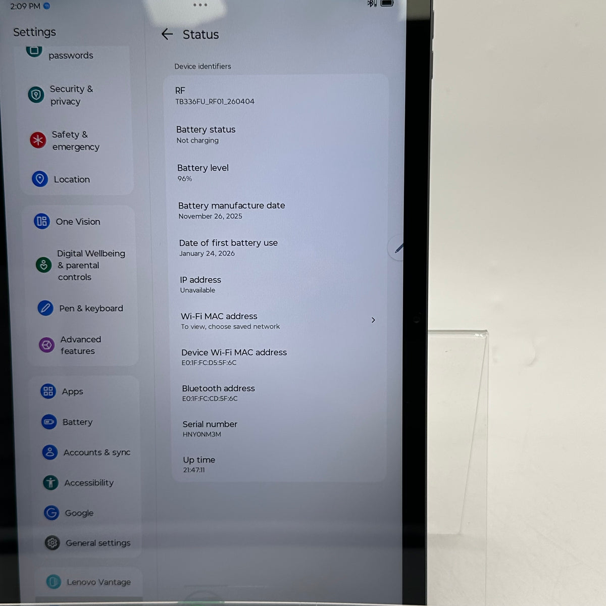 WiFi Only Lenovo Idea Tab 128GB Luna Grey TB336FU