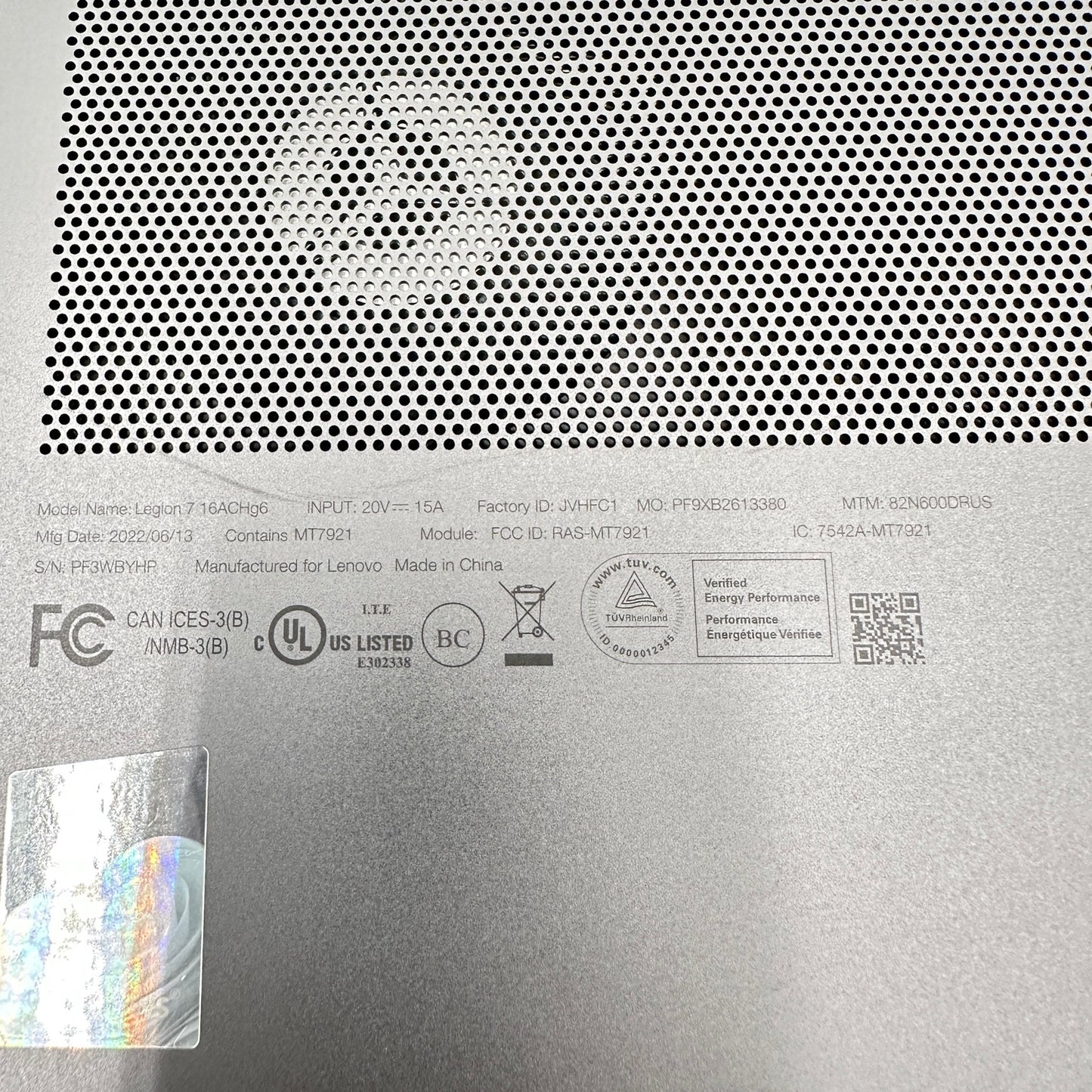 Lenovo Legion 7-16ACHg6 16" Ryzen 7 5800H 3.2GHz 32GB RAM 2TB SSD RTX 3070