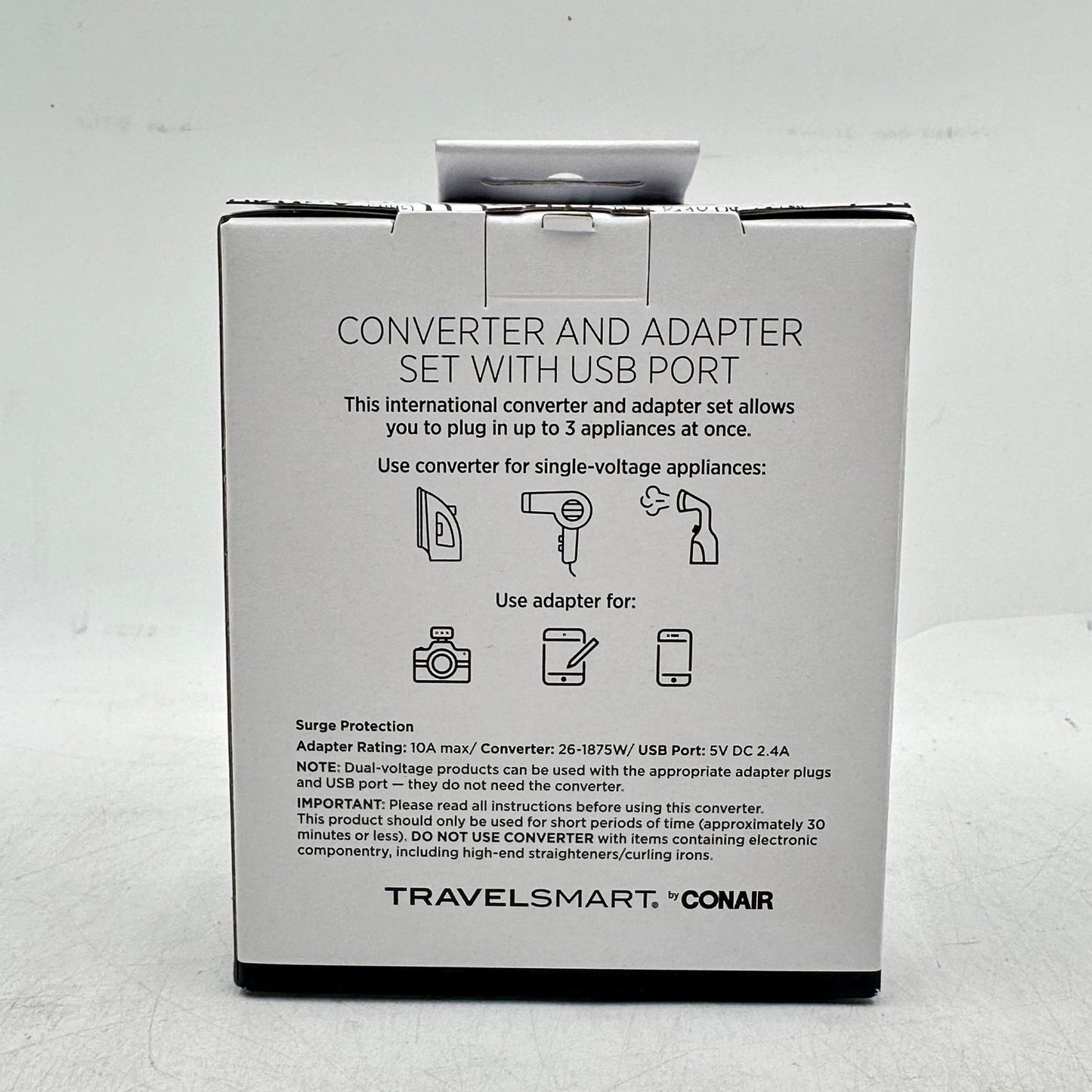 New Conair Voltage TravelSmart Converter and Adapter Set-USB Port: 3 Outlets