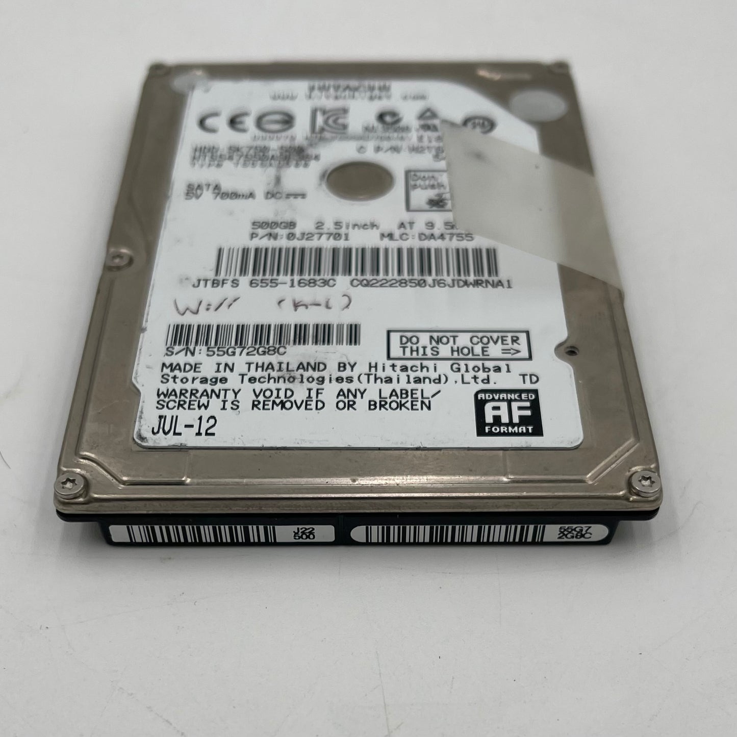 Hitachi 2.5" 500GB 500GB SATA II 3.0 Gb/s HDD HTS547550A9E384
