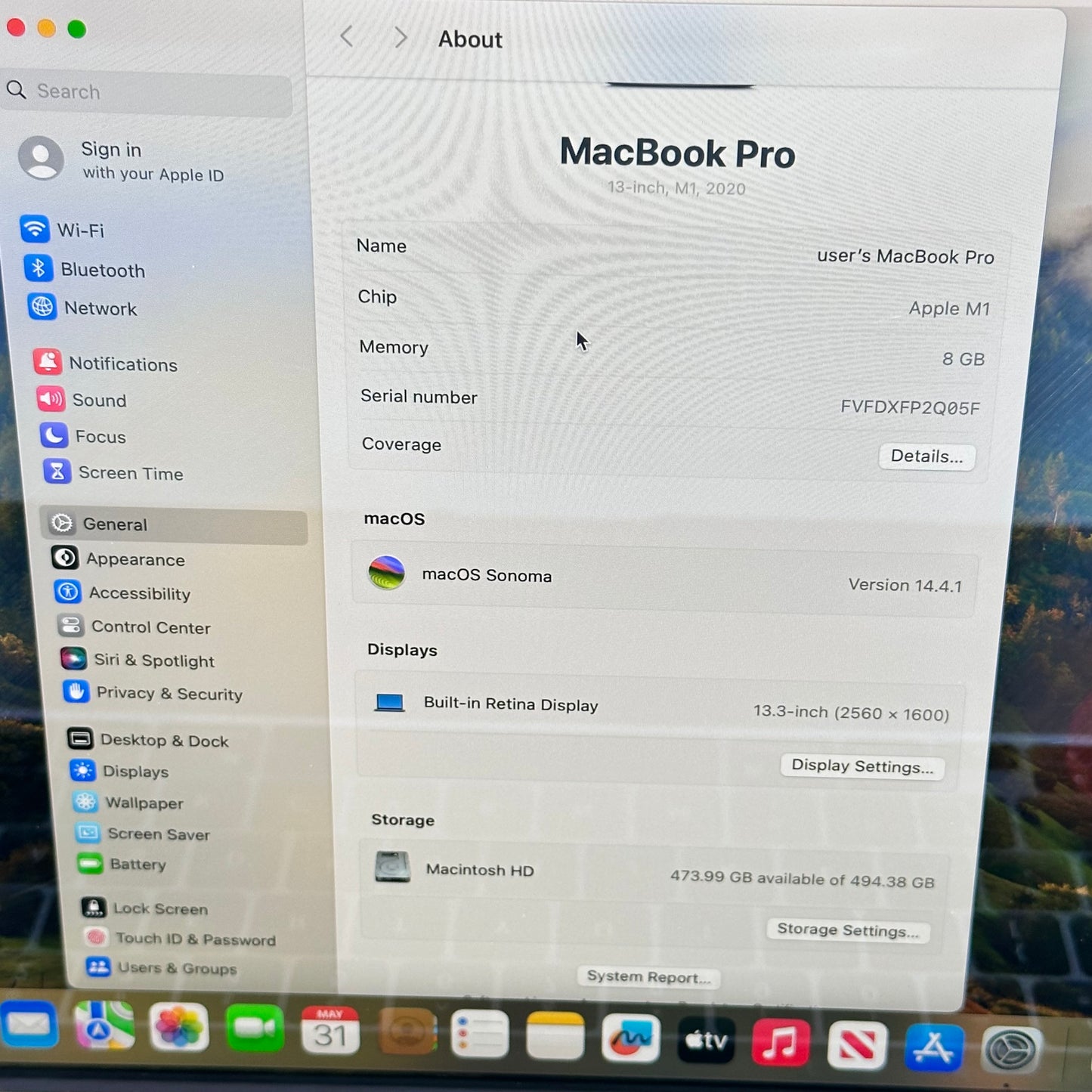 2020 Apple MacBook Pro 13.3" M1 8C GPU 3.2GHz 8GB RAM 512GB SSD A2338