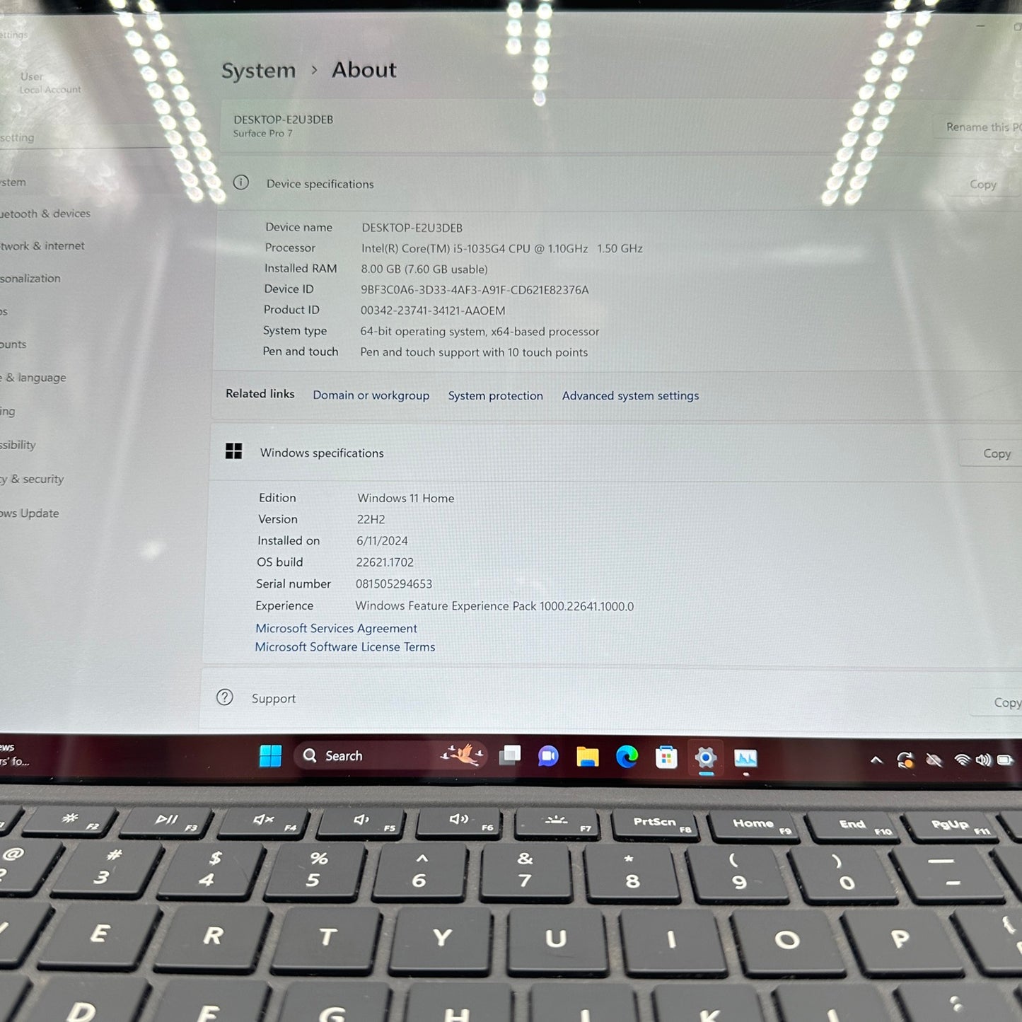 Microsoft Surface Pro 7 1866 12.3" i5-1035G4 1.1GHz 8GB RAM 128GB SSD