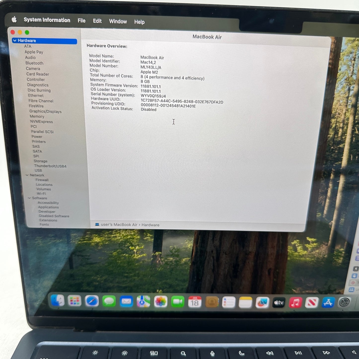 2022 Apple MacBook Air 13.6" M2 10C GPU 3.5GHz 8GB RAM 512GB SSD MLY43LL/A