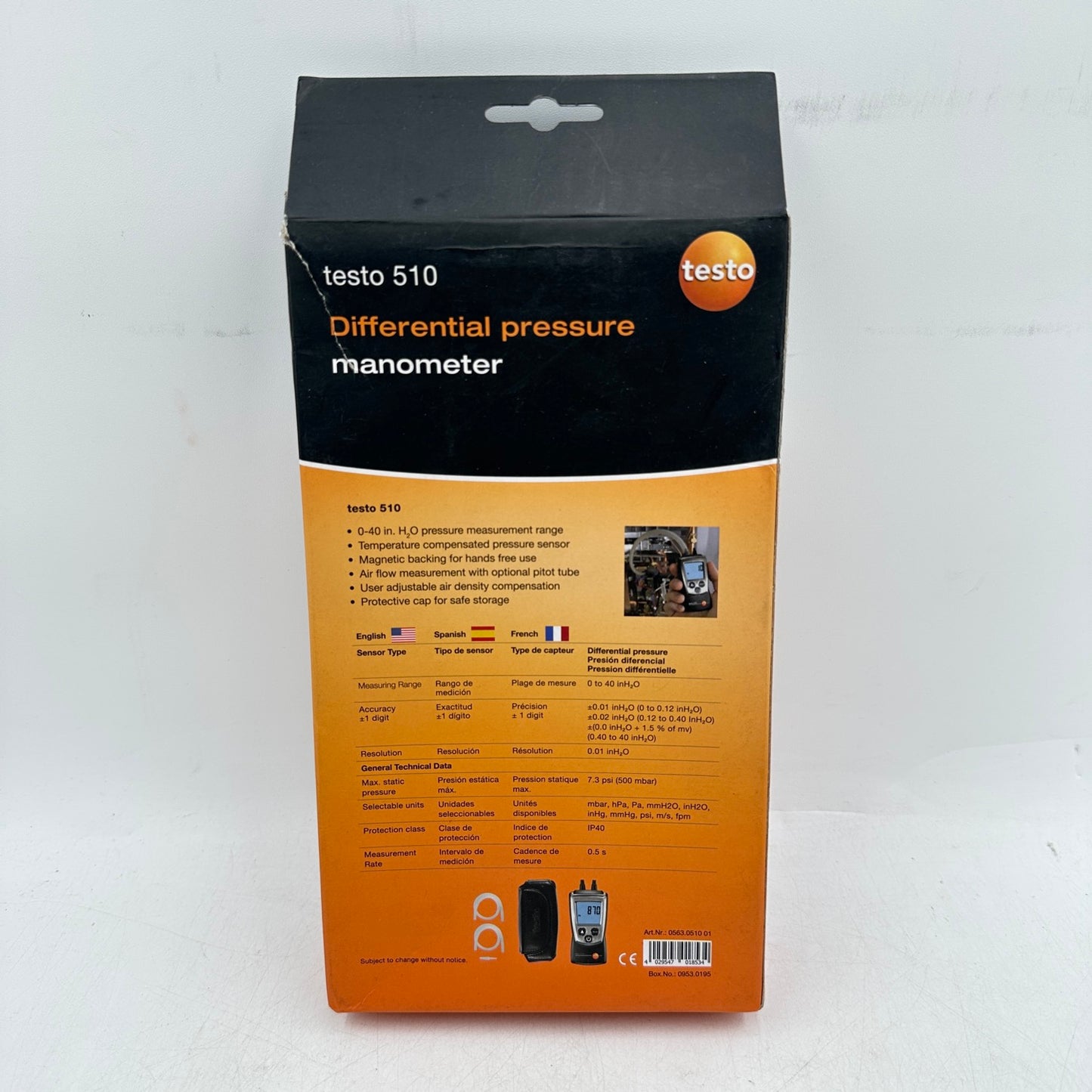New Testo 510 Differential Pressure Manometer Tool 0563.051001
