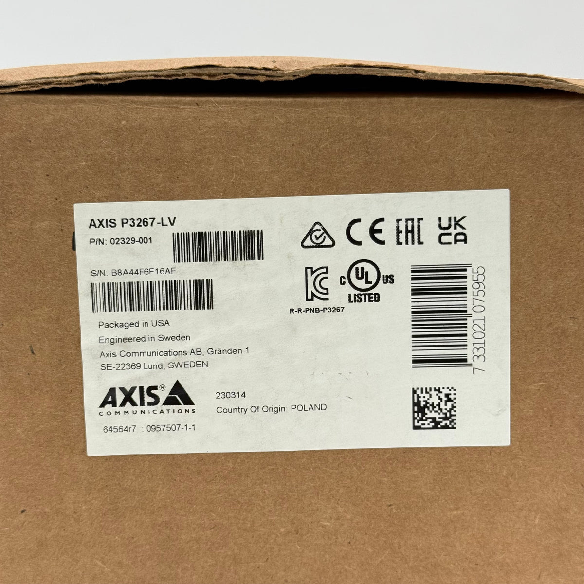 New Axis P3267-LV IP Security Dome Camera 02329-001