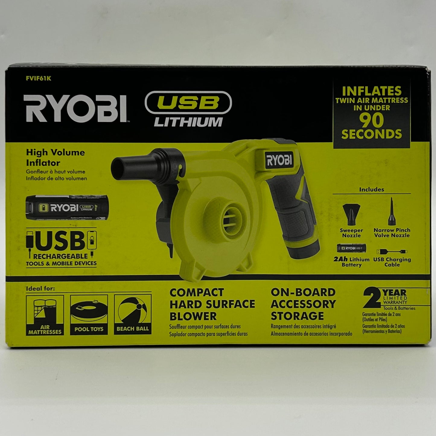 New Ryobi FVIF61K Compact Hard Surface Blower
