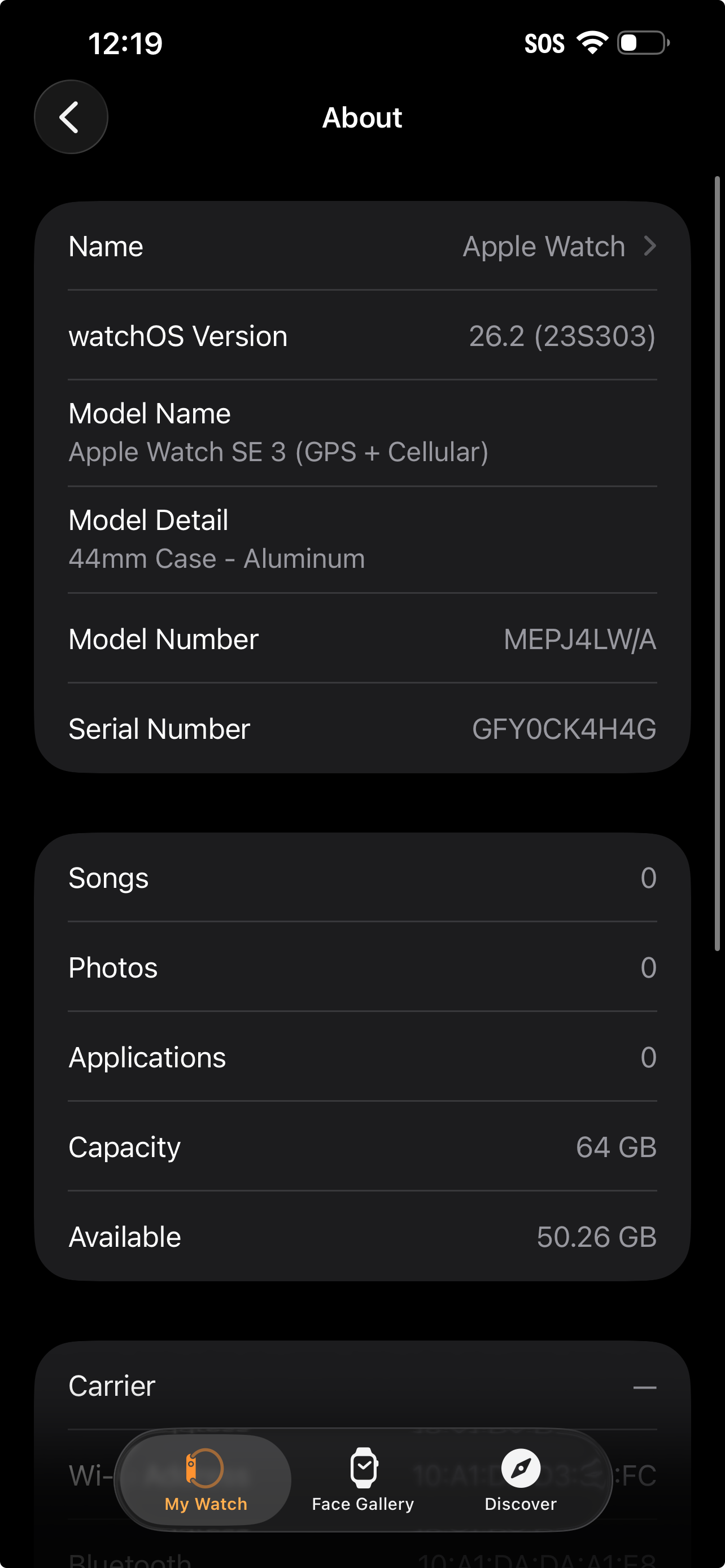 Unlocked Apple Watch SE 3 44MM Midnight Aluminum Black Sport Band MEPJ4LW/A