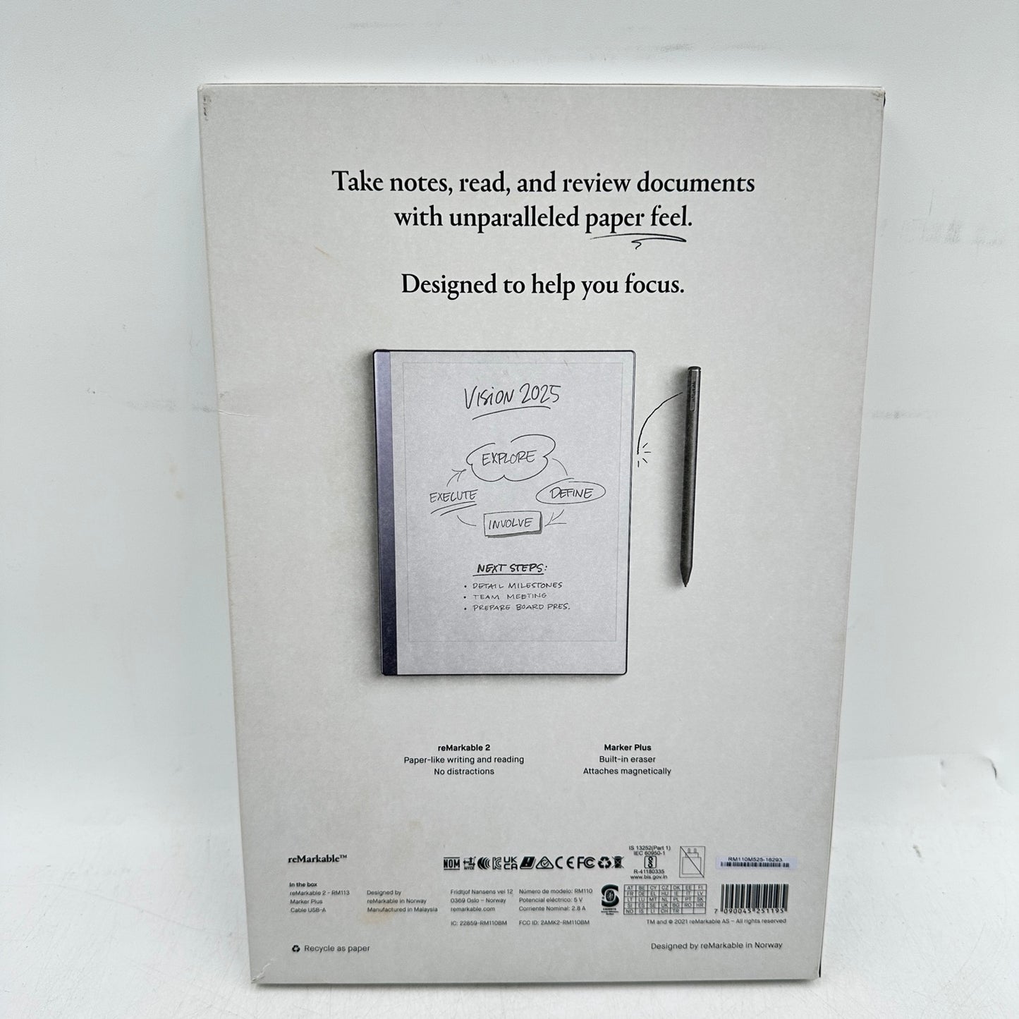 reMarkable 2 Paper Tablet RM113 w/ Marker Plus