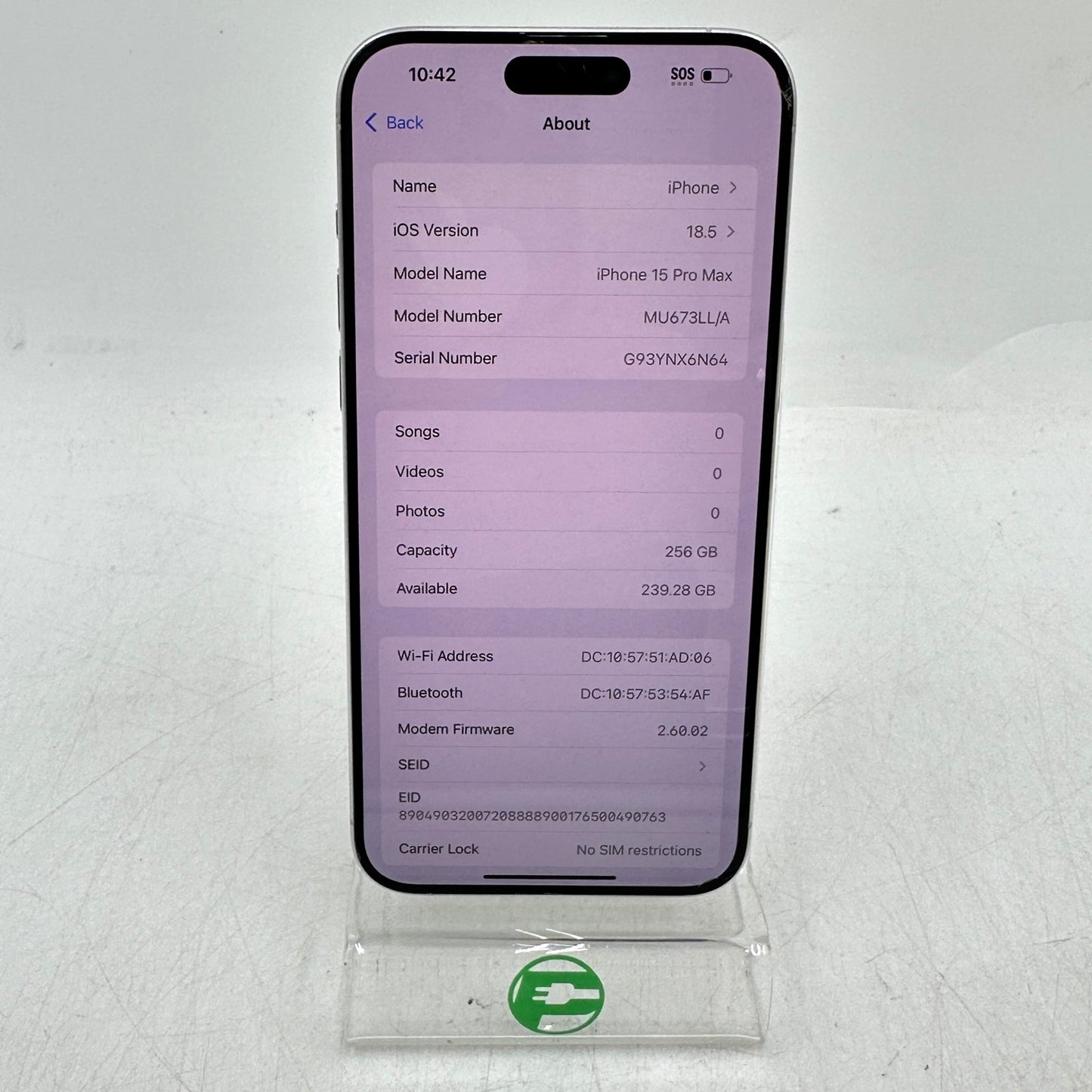 Unlocked Apple iPhone 15 Pro Max 256GB 18.5 White MU673LL/A FAIR READ