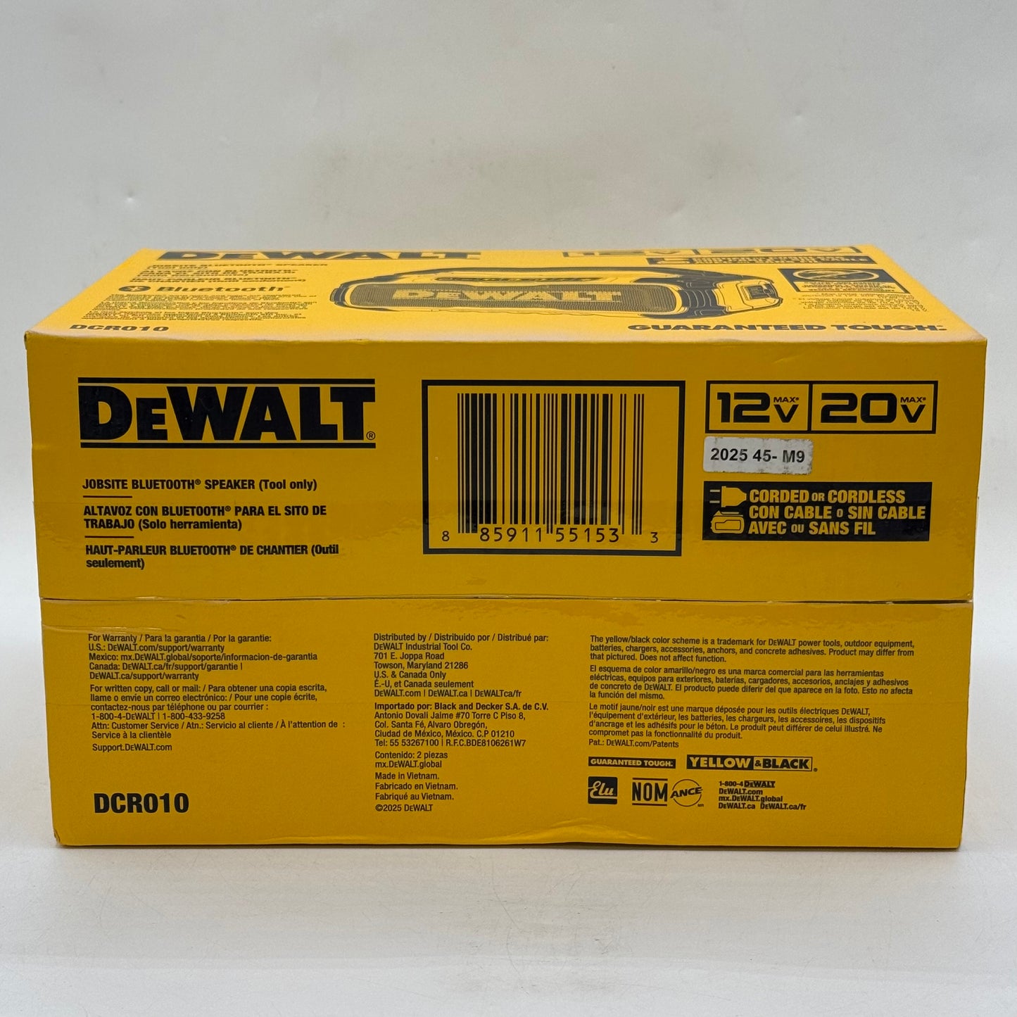 New DeWalt DCR010 12V/20V MAX Jobsite Bluetooth Speaker