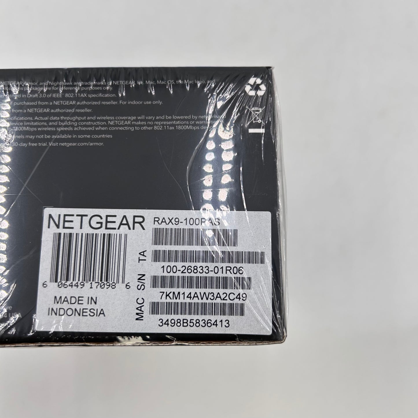 New NETGEAR Nighthawk AX1800 WiFi 6 RAX9-100PS Dual-Band Wireless Router