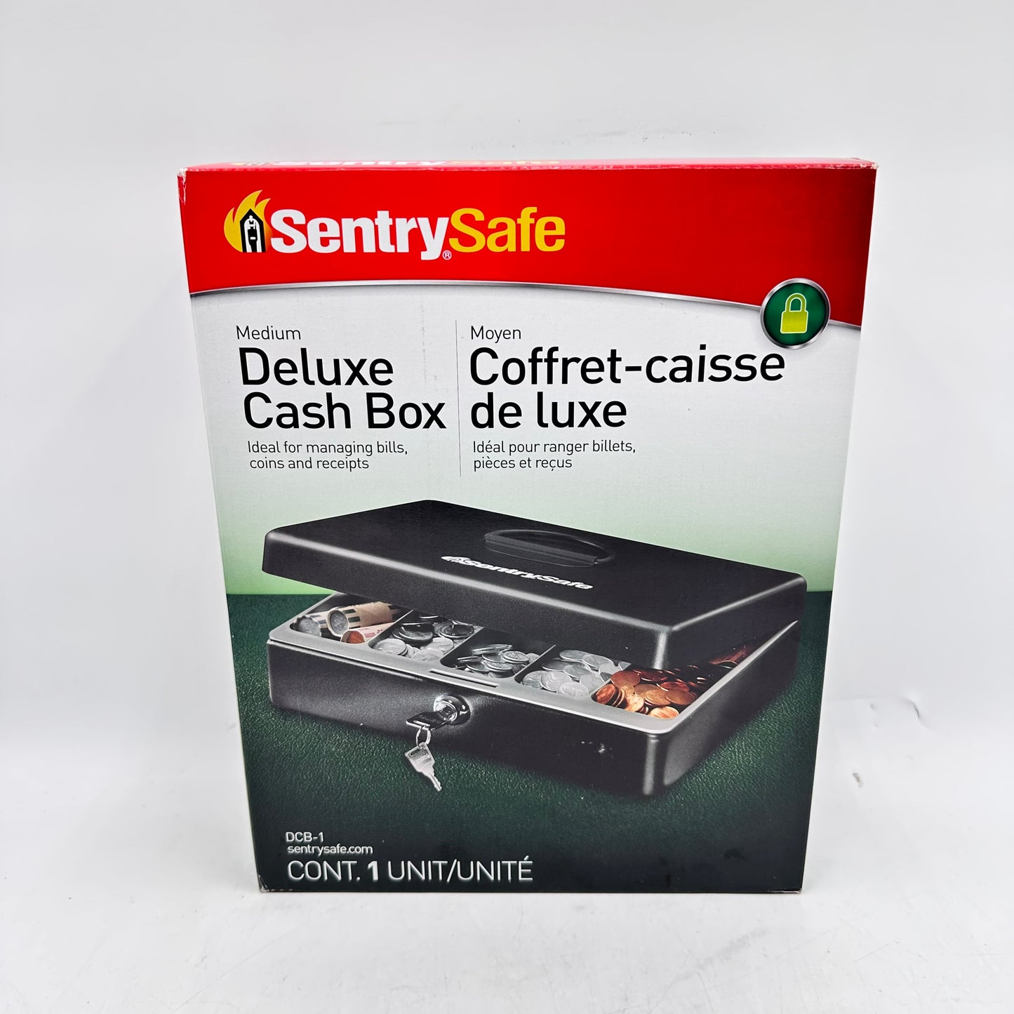 New Sentry Safe Medium Deluxe Cash Box Safebox DCB-1