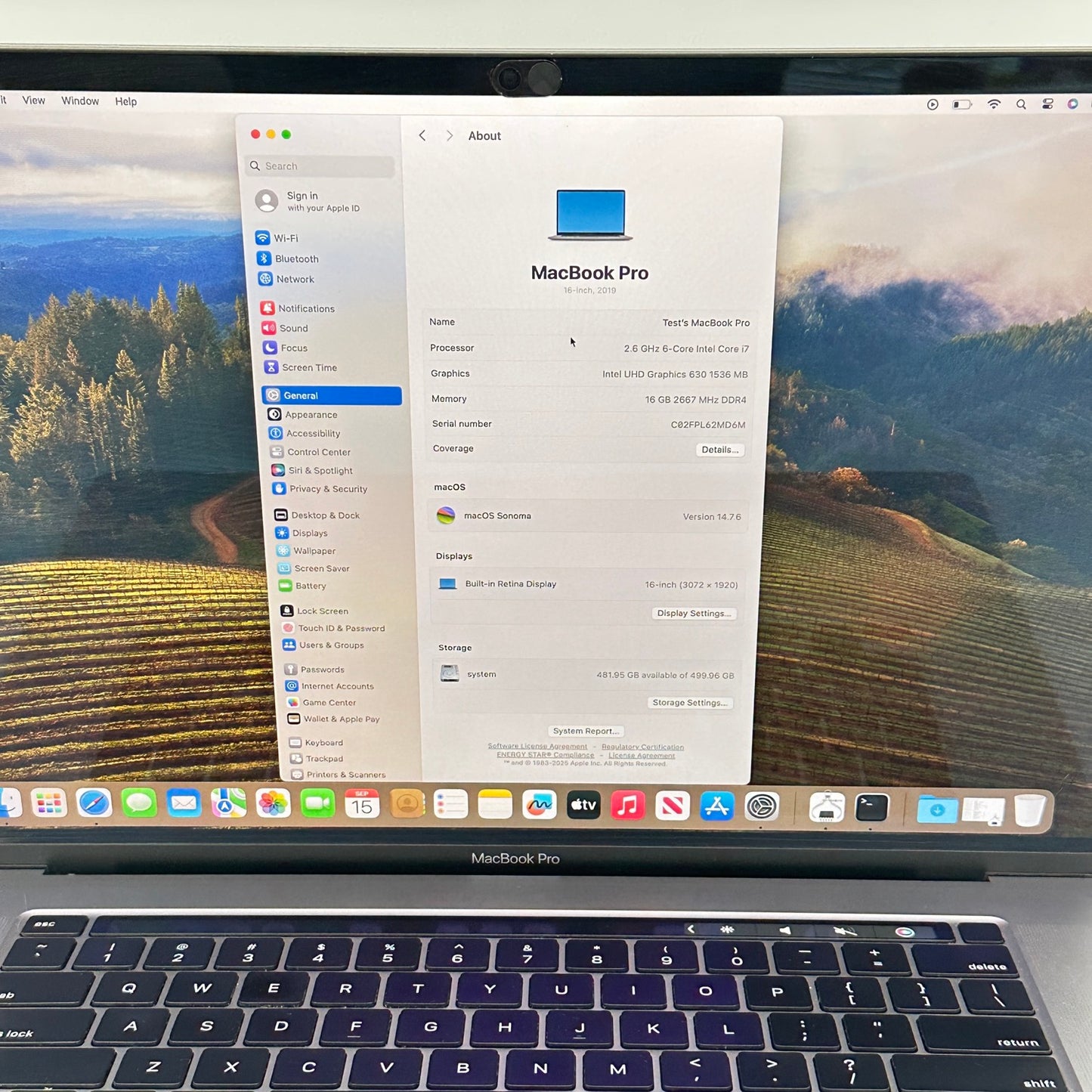2019 Apple MacBook Pro 16" i7-9750H 2.6GHz 16GB RAM 512GB SSD 5300M A2141
