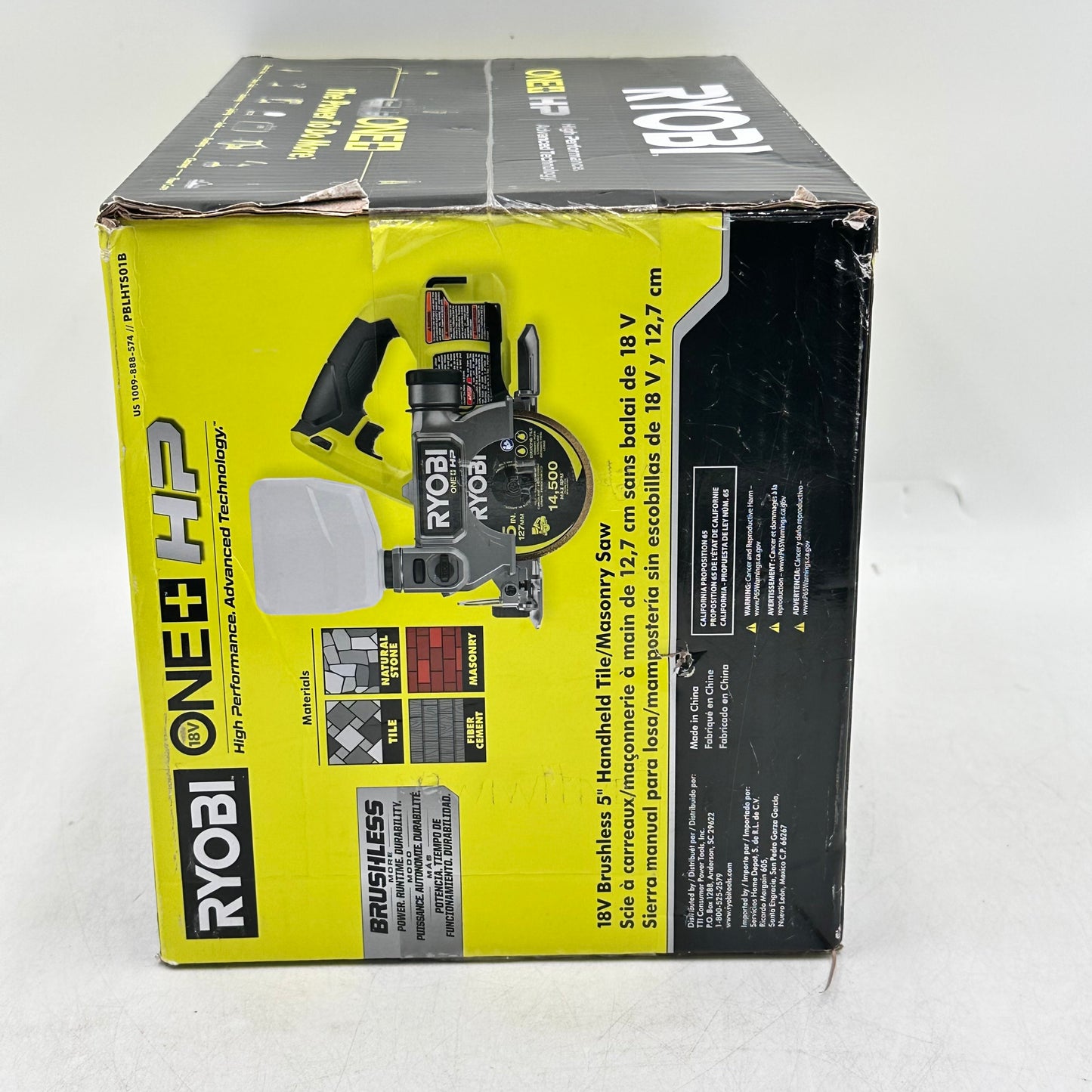 New Ryobi PBLHTS01B 18V 18V Brushless 5" Handheld Tile/Masonry Saw