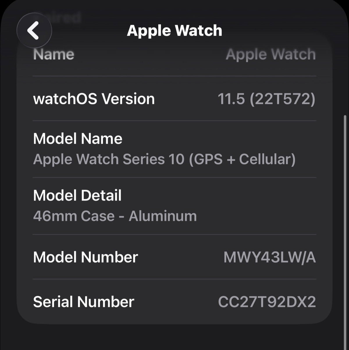 Unlocked Apple Watch Series 10 46MM Black Aluminum Black Sport Band MWY43LW/A