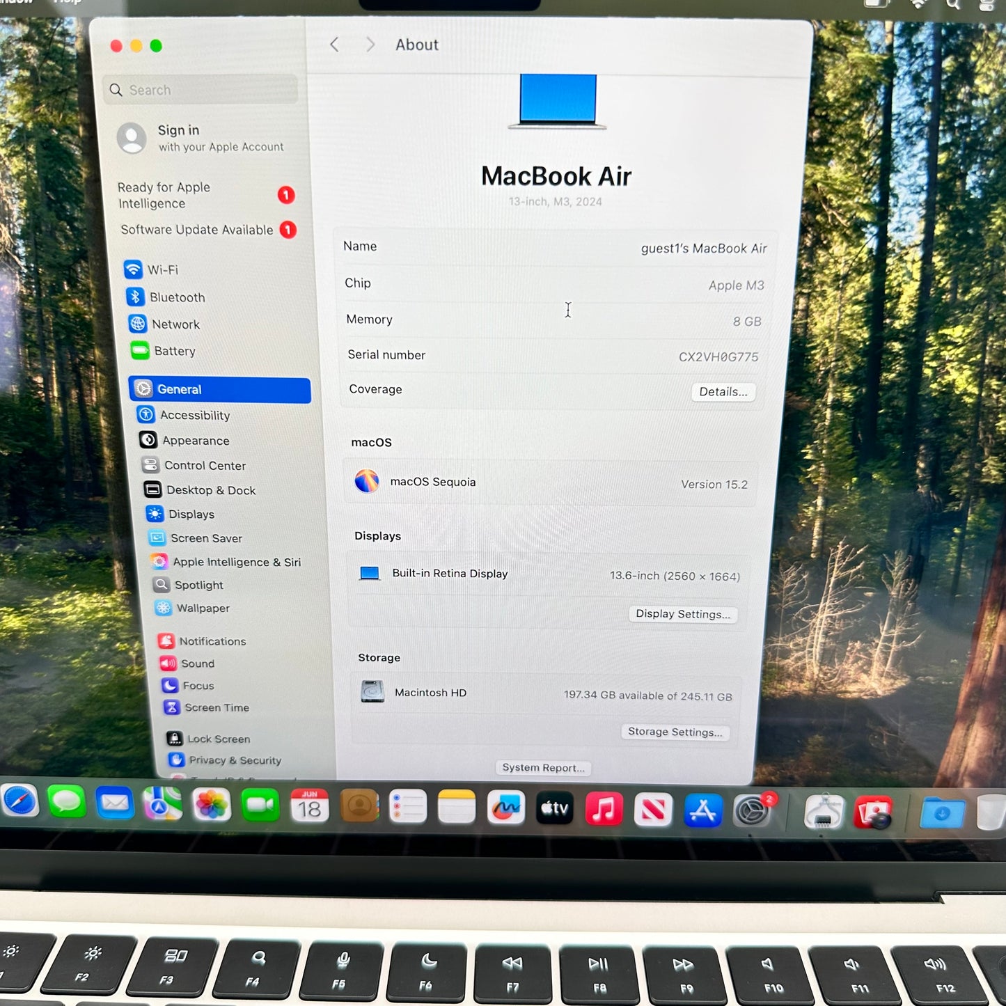 2024 Apple MacBook Air 13.6" M3 8C GPU 4.0GHz 8GB RAM 256GB SSD MRXT3LL/A
