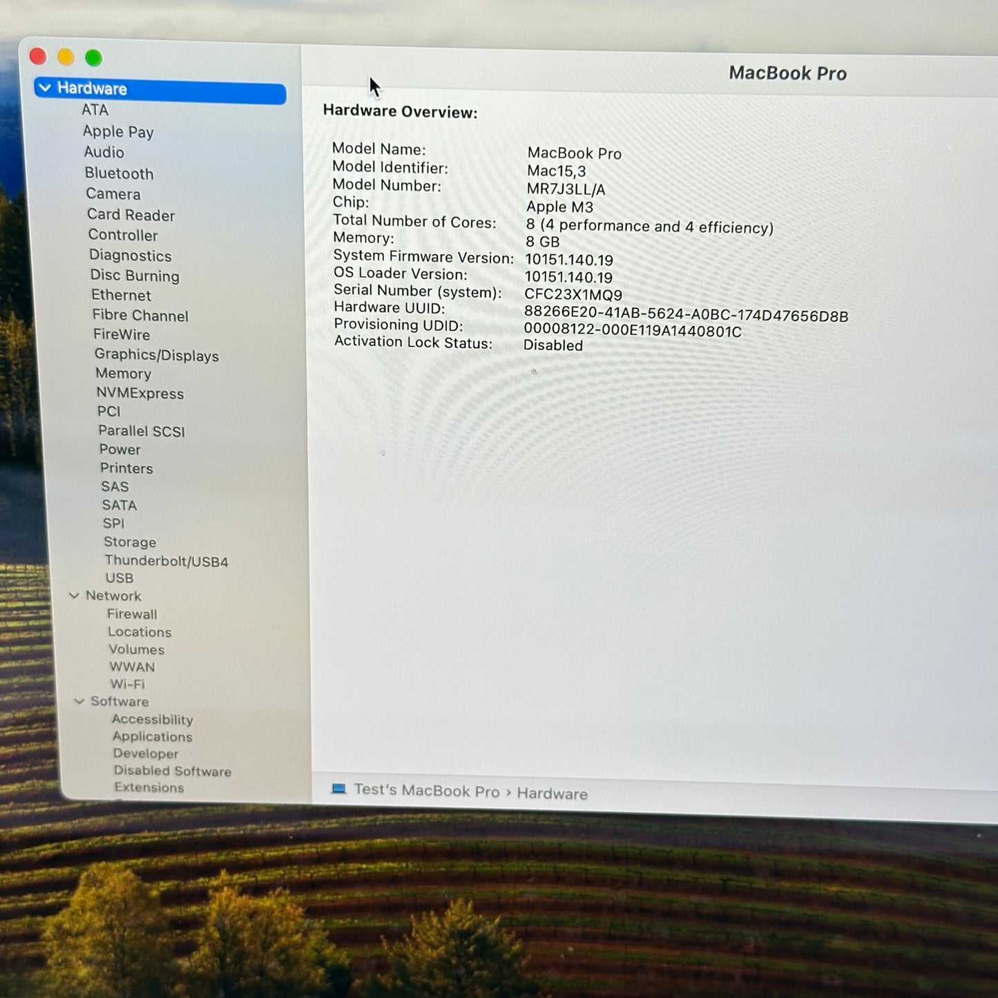2023 Apple MacBook Pro 14" M3 10C GPU 4.0GHz 8GB RAM 512GB SSD MR7J3LL/A
