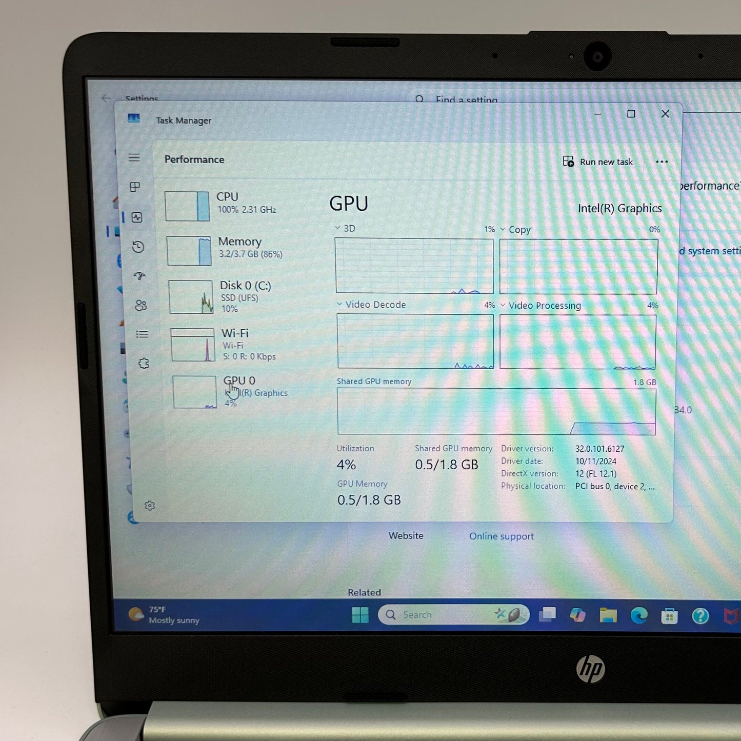 HP 14‑dq6013dx 14" N150 800MHz 4GB RAM 128GB