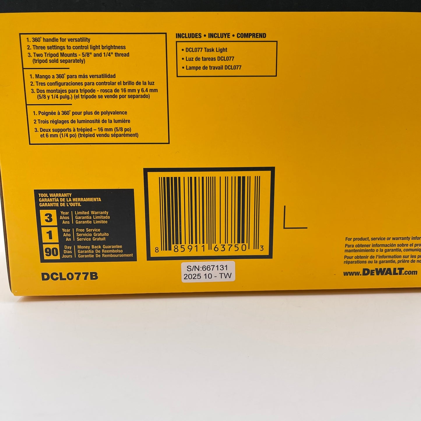 New DeWalt DCL077B 12v/20v MAX Compact Task Light