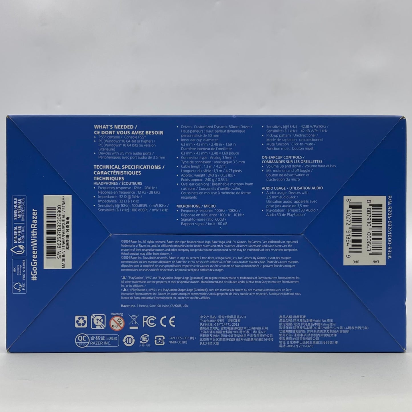 New Razer Blackshark v2 x Wired Console Esports Headsets Black