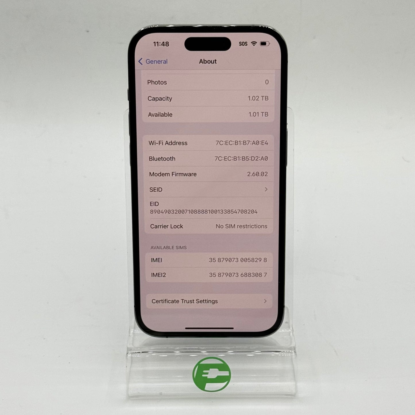 Factory Unlocked Apple iPhone 14 Pro eSIM 1TB Deep Purple MQ303LL/A