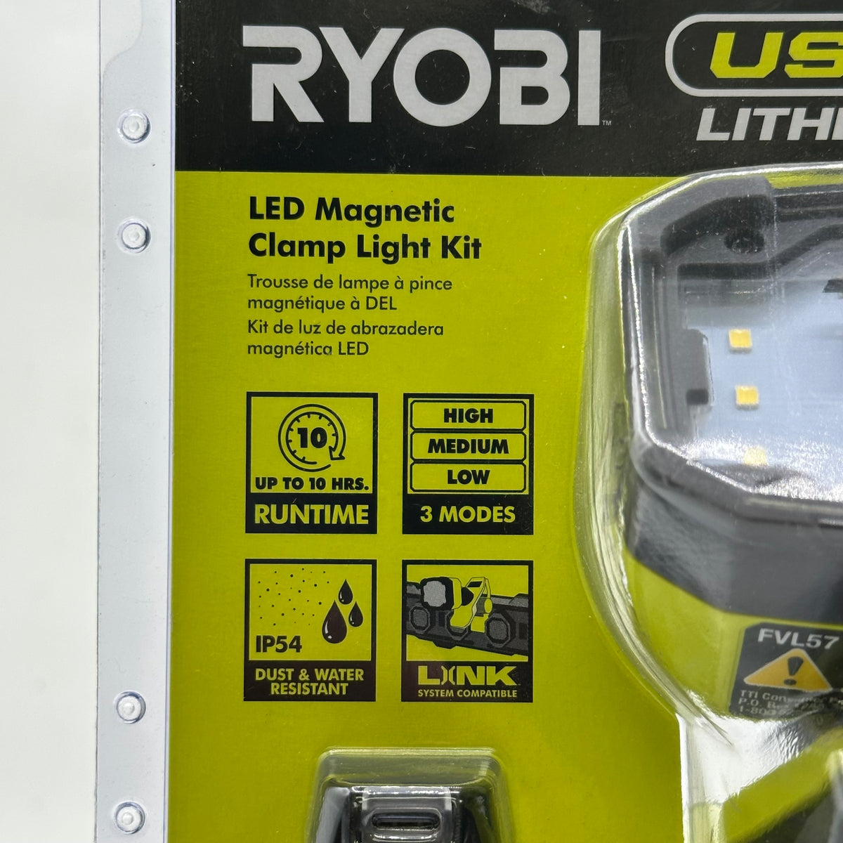 New Ryobi FVL57K 4V LED Magnetic Clamp Light Kit