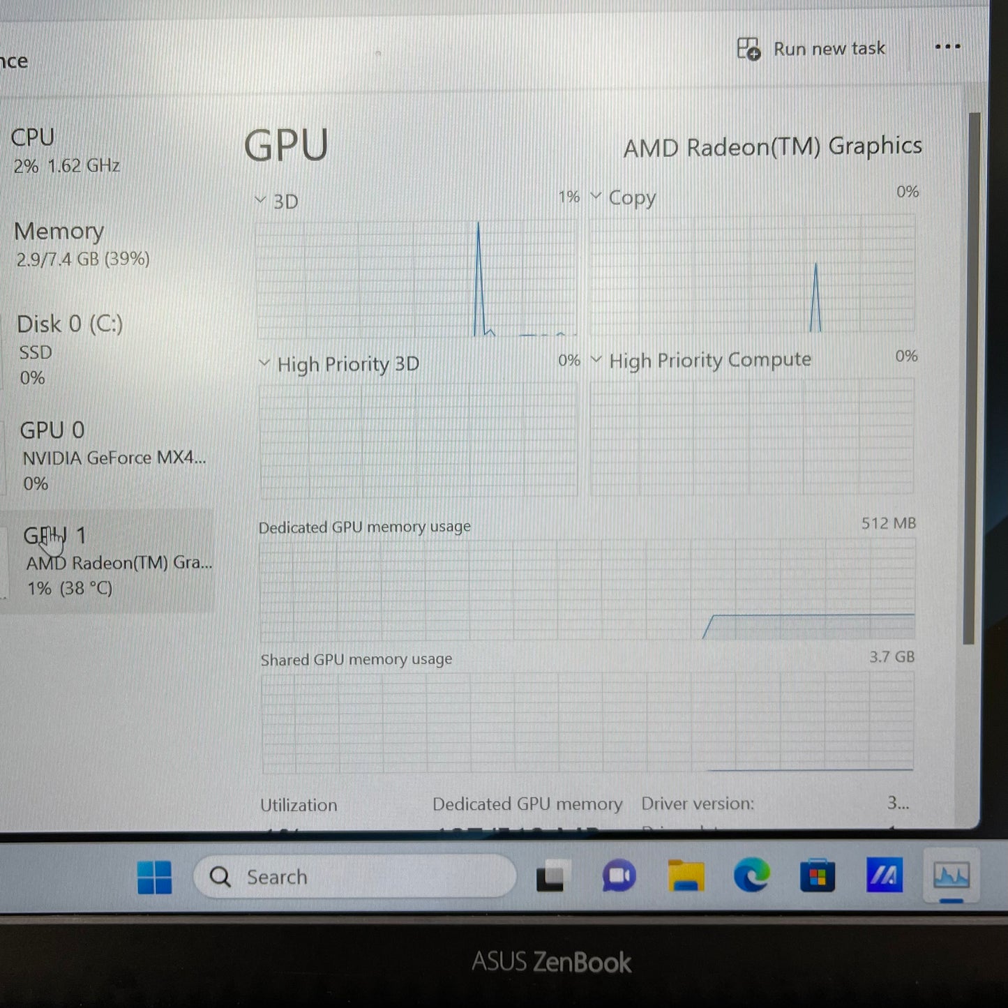 Asus Zenbook 14 Q408UG 13" Ryzen 5 5500U 2.1GHz 8GB RAM 256GB SSD NVIDIA MX450