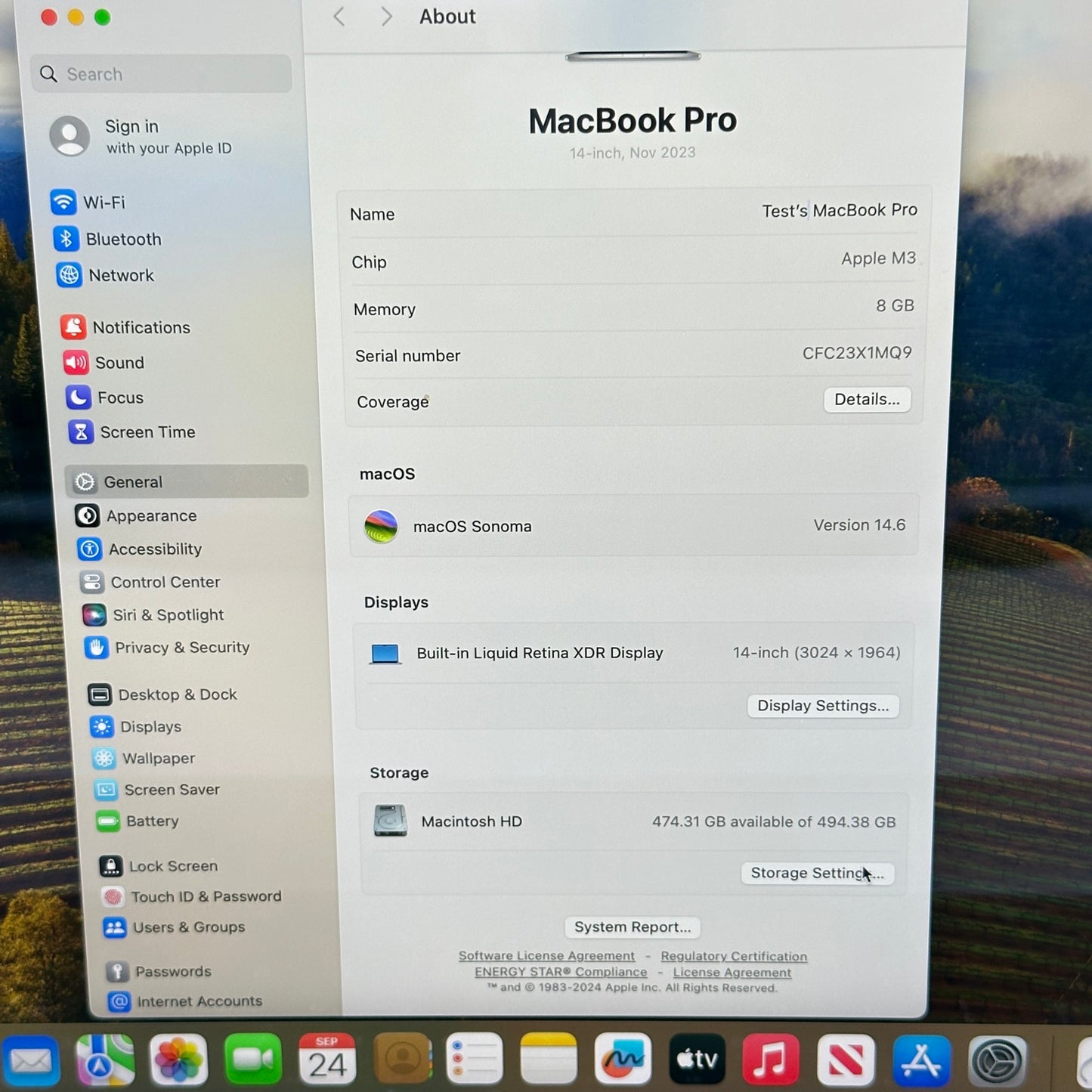 2023 Apple MacBook Pro 14" M3 10C GPU 4.0GHz 8GB RAM 512GB SSD MR7J3LL/A