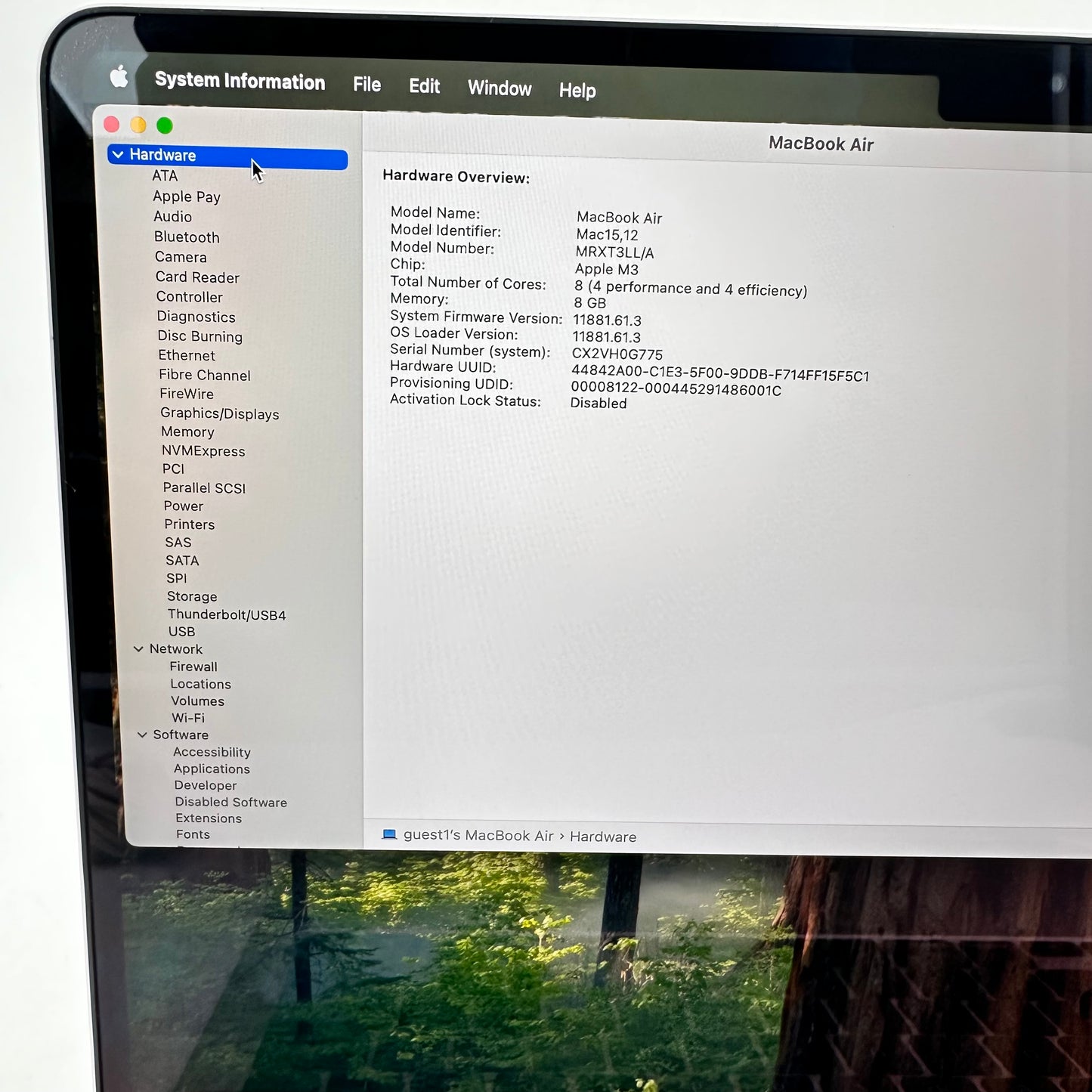 2024 Apple MacBook Air 13.6" M3 8C GPU 4.0GHz 8GB RAM 256GB SSD MRXT3LL/A