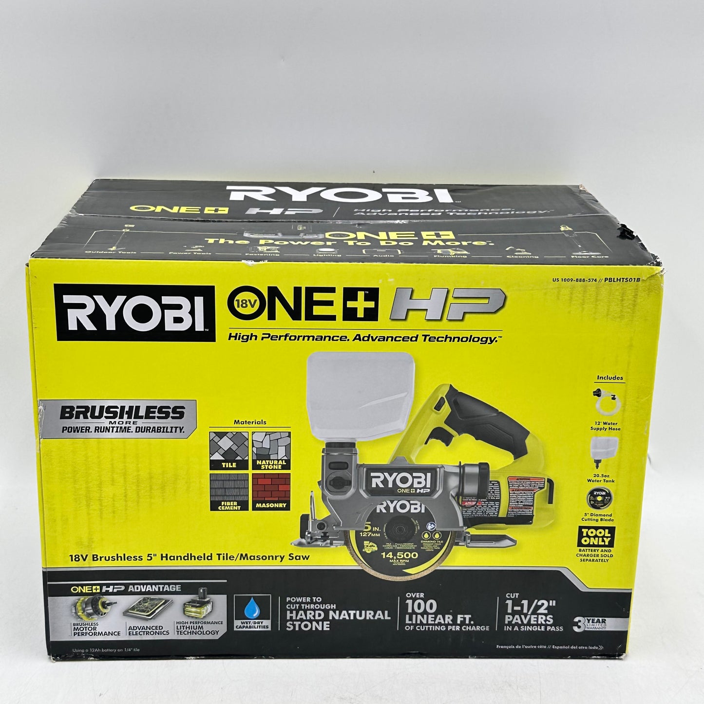 New Ryobi PBLHTS01B 18V 18V Brushless 5" Handheld Tile/Masonry Saw