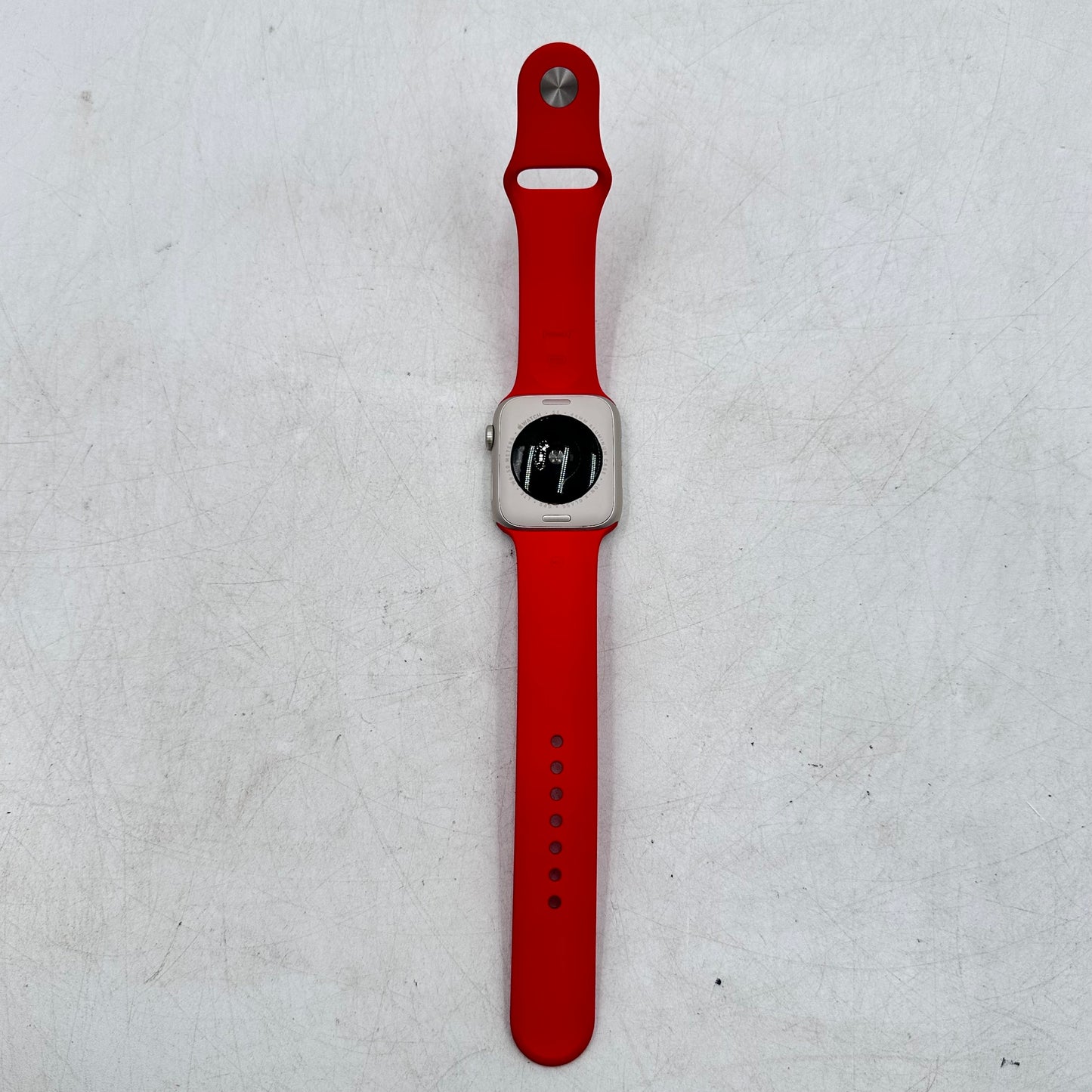 Unlocked Apple Watch SE 2nd Gen 44MM Starlight Aluminum w/ Red Sport Band A2727