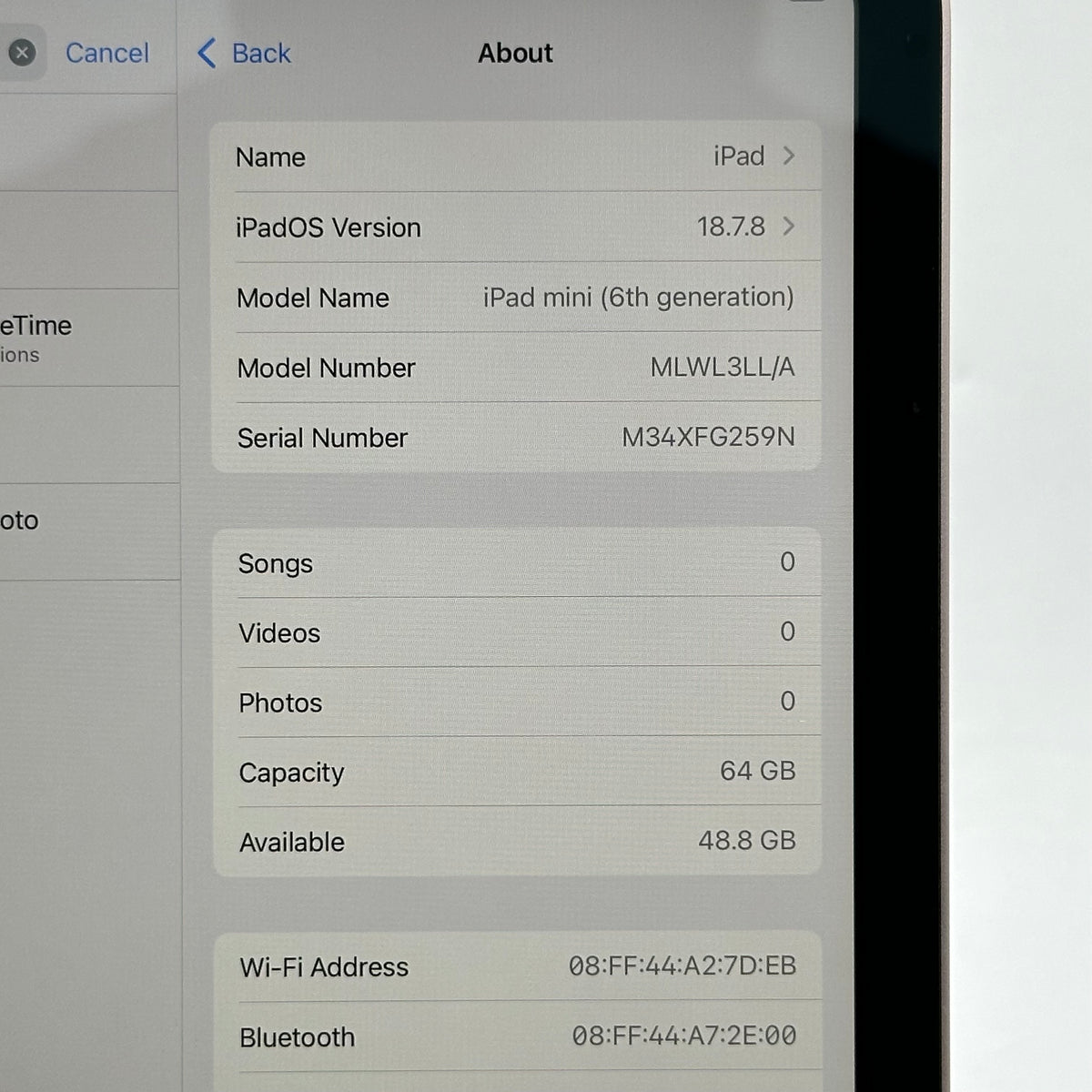 WiFi Only Apple iPad Mini 6th Gen 64GB Pink MLWL3LL/A