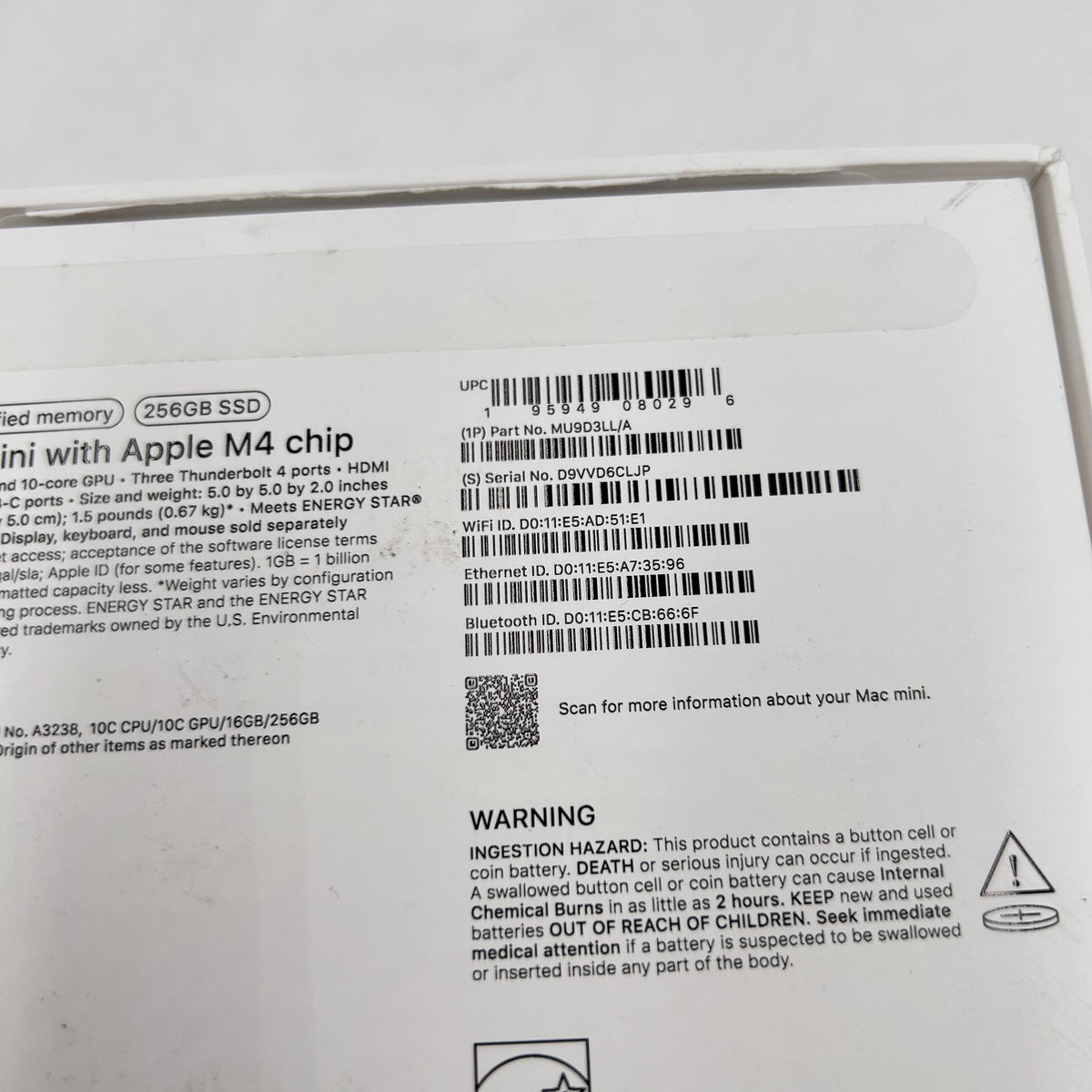 2024 Apple Mac Mini M4 10 Core 4.5GHz 16GB RAM 256GB SSD MU9D3LL/A