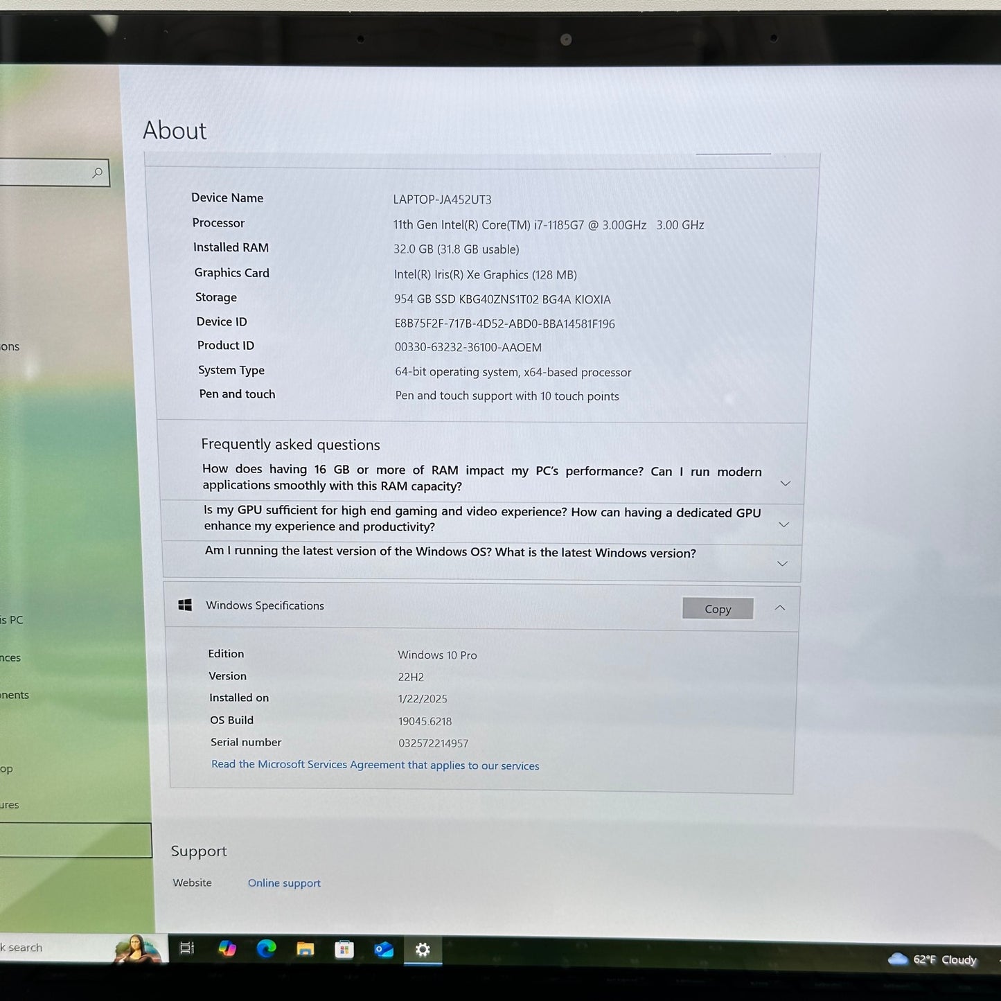 Microsoft Surface Laptop 4 1979 15.6" i7-1185G7 3.0GHz 32GB RAM 1TB SSD