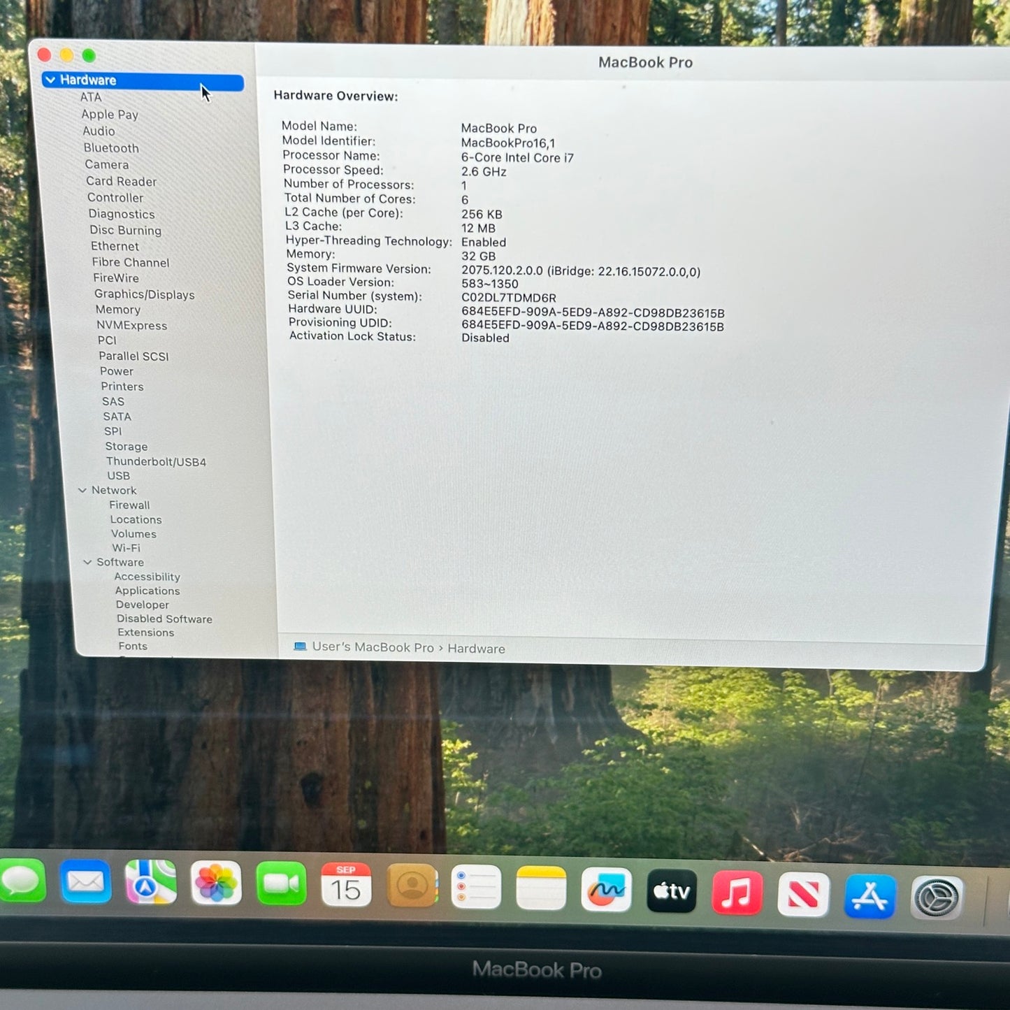 2019 Apple MacBook Pro 16" i7-9750H 2.6GHz 32GB RAM 512GB SSD 5300M A2141
