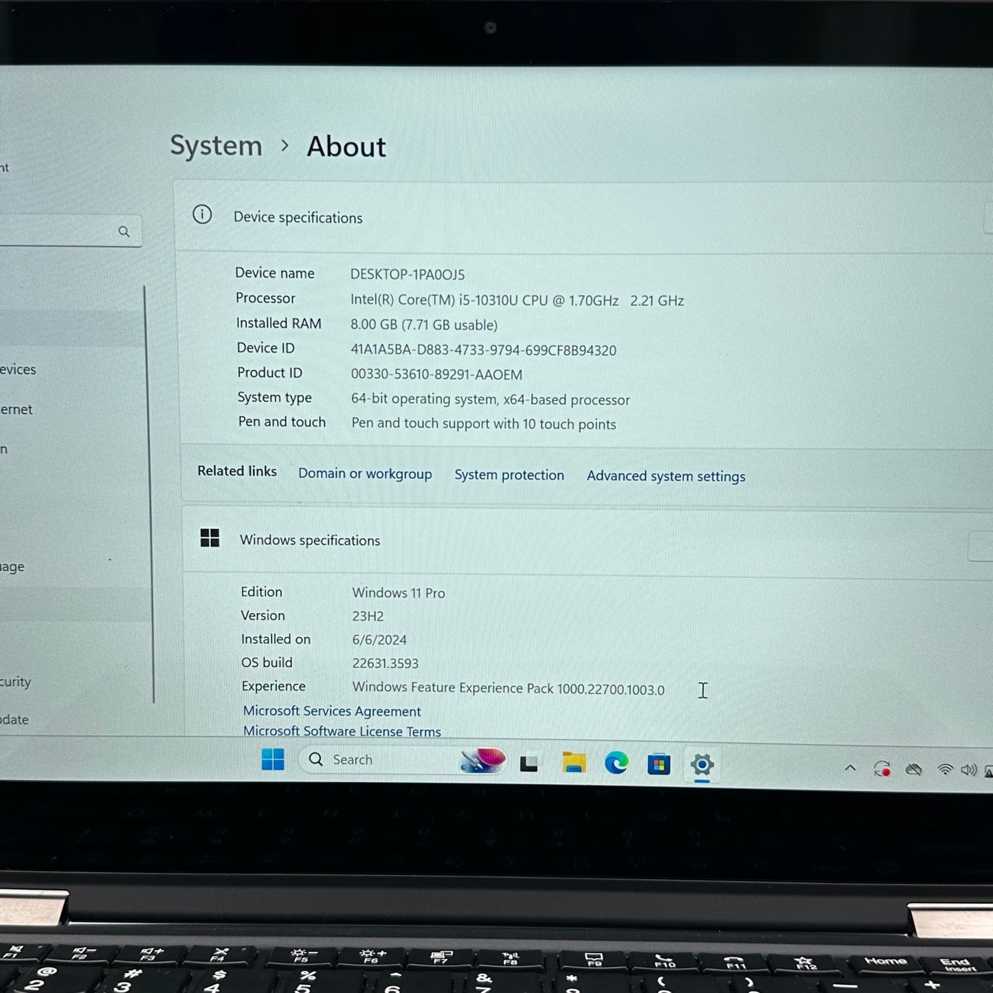Lenovo ThinkPad 	X13 Yoga Gen 1 20SX 13.3" i5-10310U 1.7GHz 8GB RAM 256GB SSD