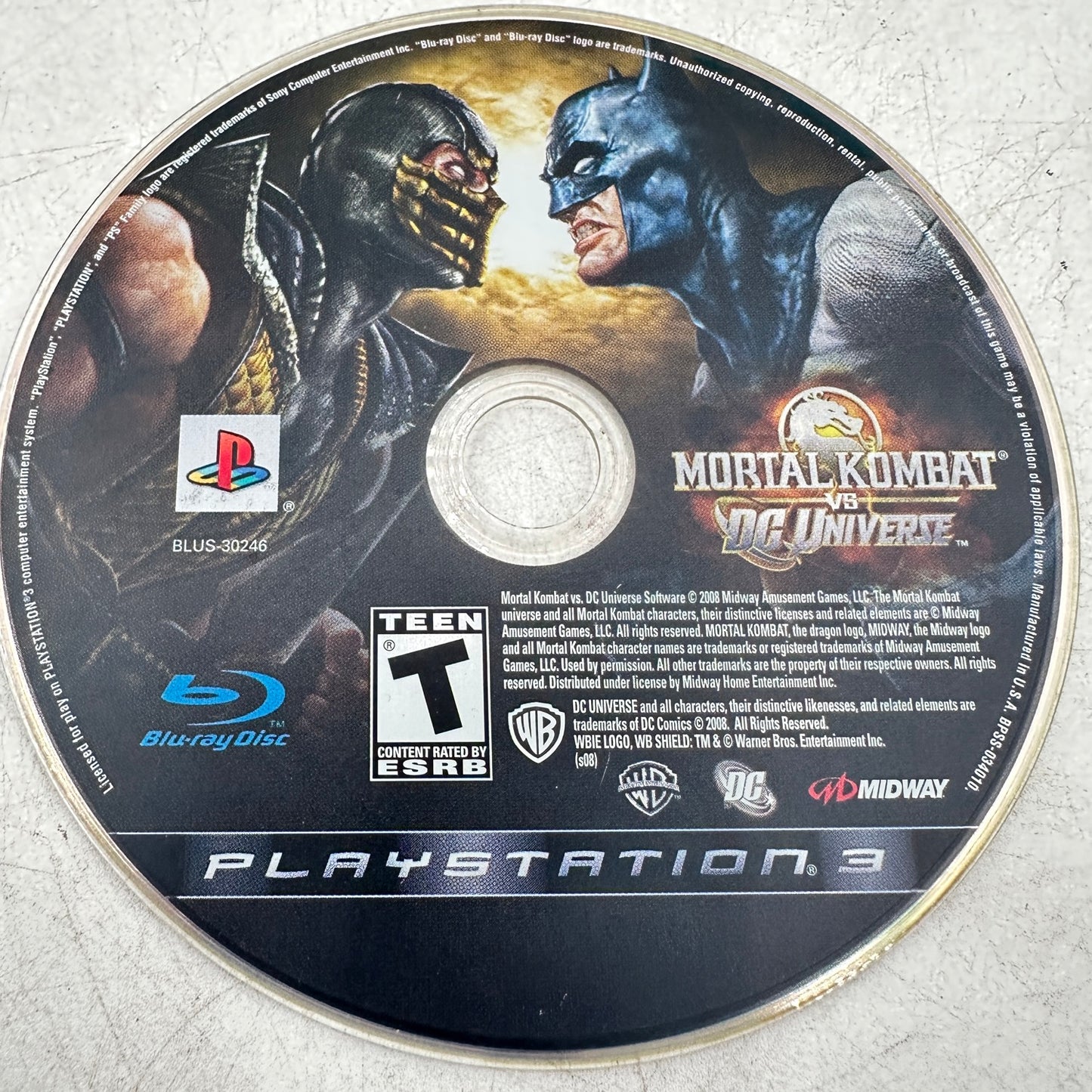 Mortal Kombat vs. DC Universe (Sony PlayStation 3 PS3, 2008) + Bonus BluRay Disc