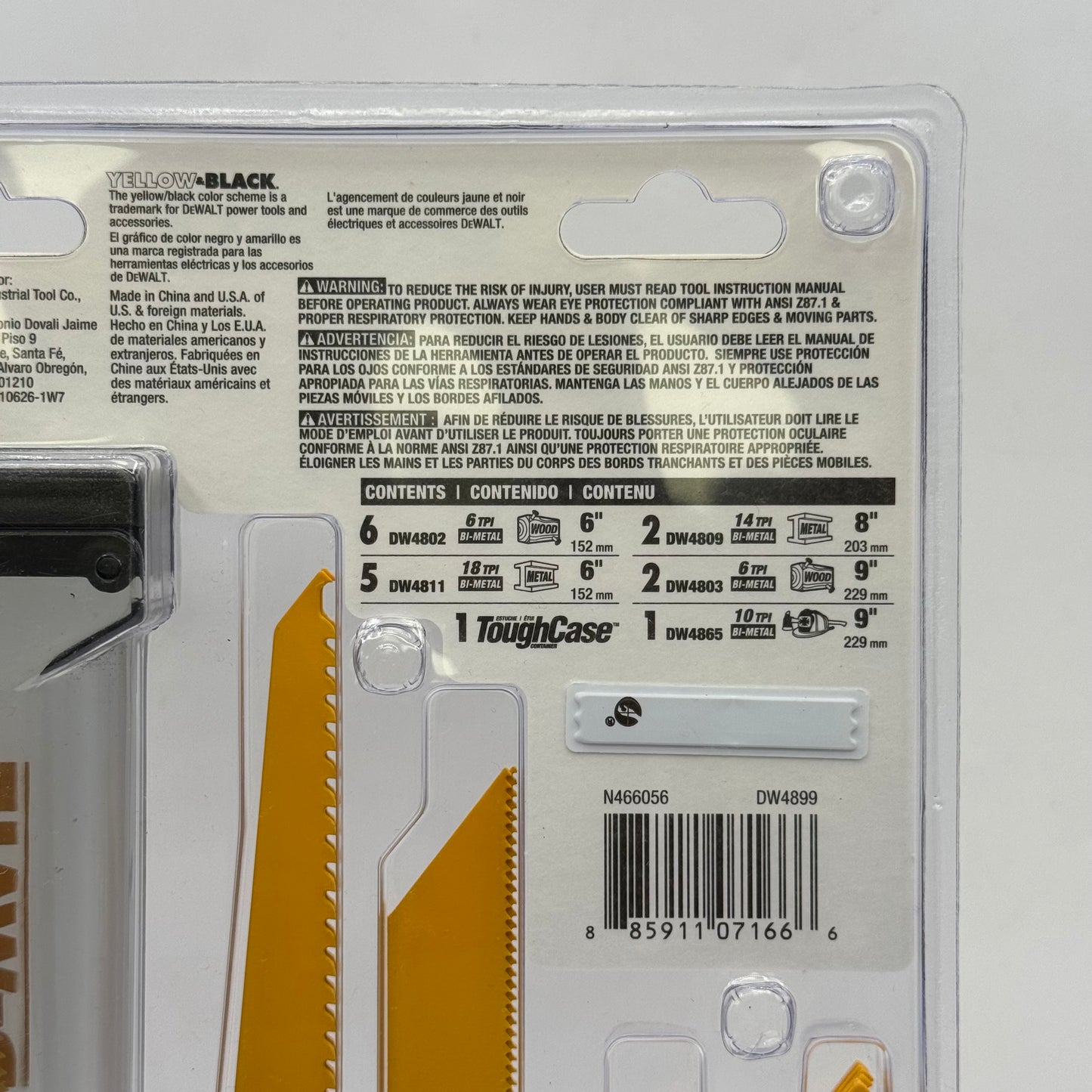New DeWalt DW4899 16-Piece Reciprocating Saw Blade Kit With Case