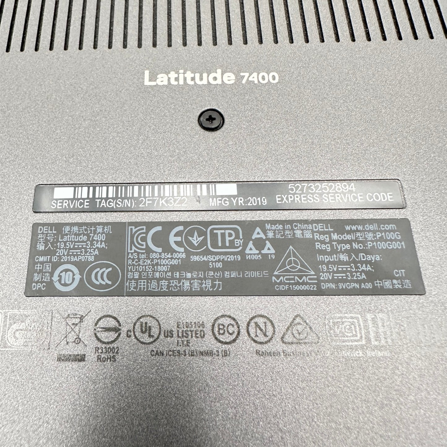Dell Latitude 7400 P100G 14" i7-8665U 1.9GHz 16GB RAM 256GB SSD READ
