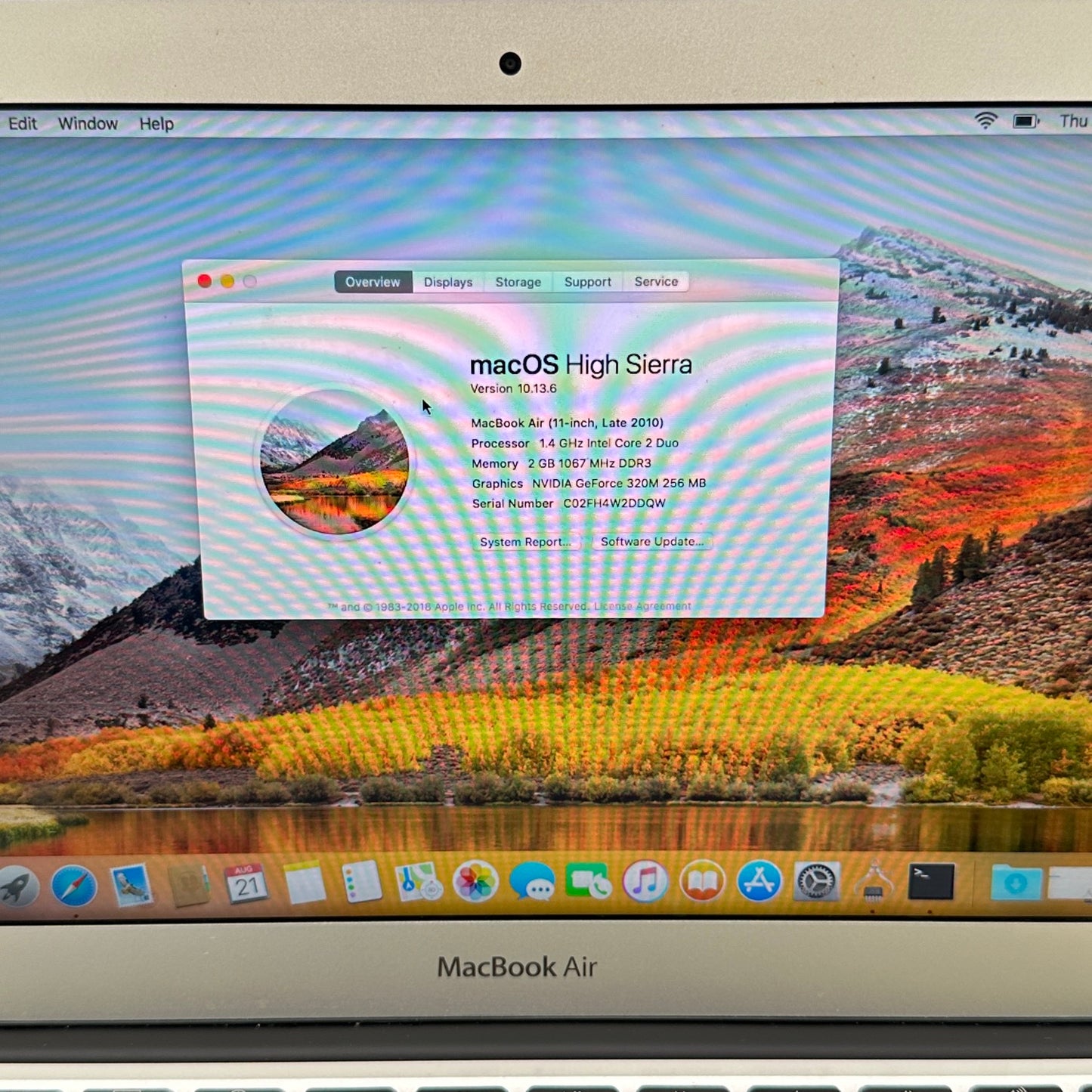 2010 Apple MacBook Air 11" Intel Core 2 Duo 1.4GHz 2GB RAM 128GB SSD A1370