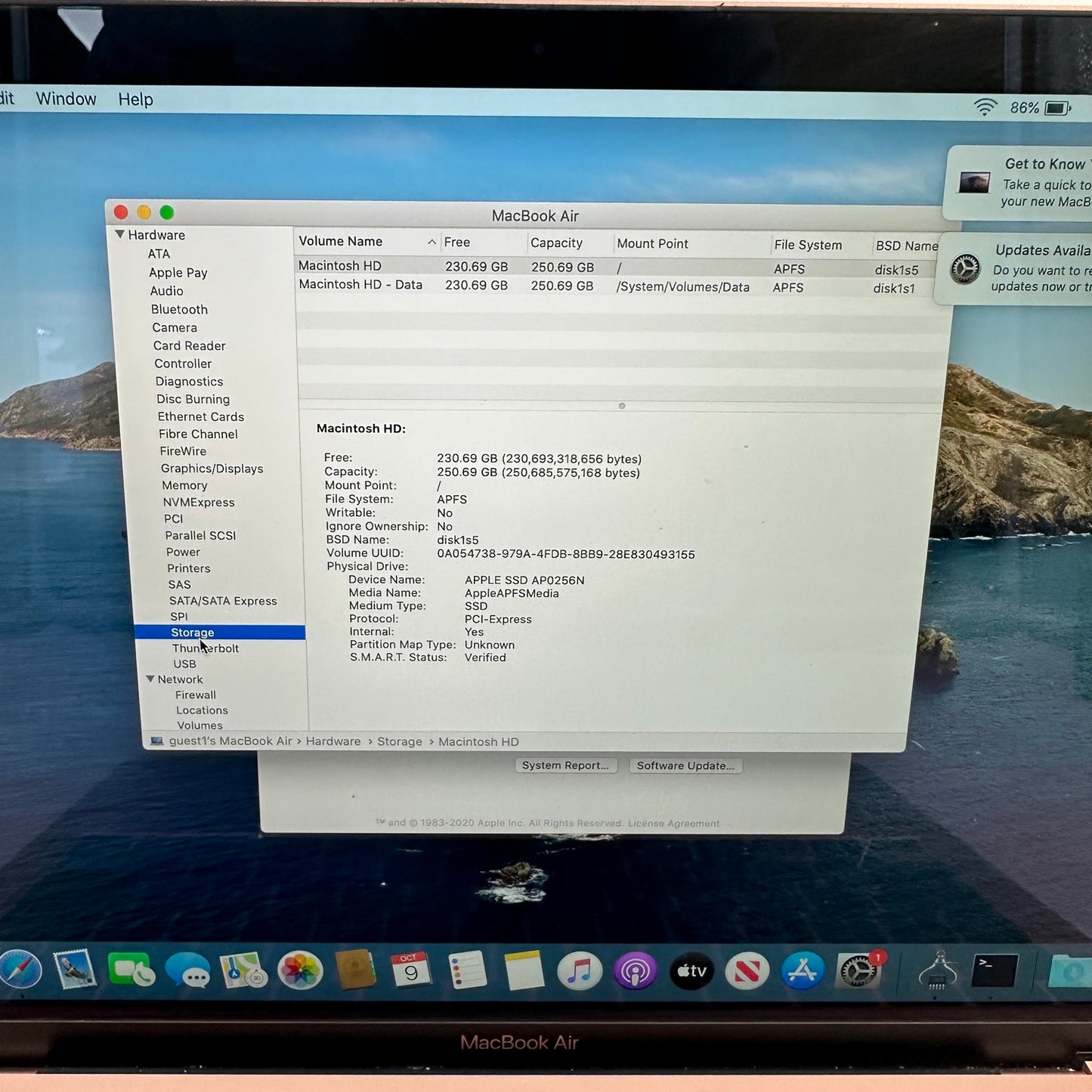 2020 Apple MacBook Air 13.3" i3-1000NG4 1.1GHz 8GB RAM 256GB SSD Rose Gold A2179