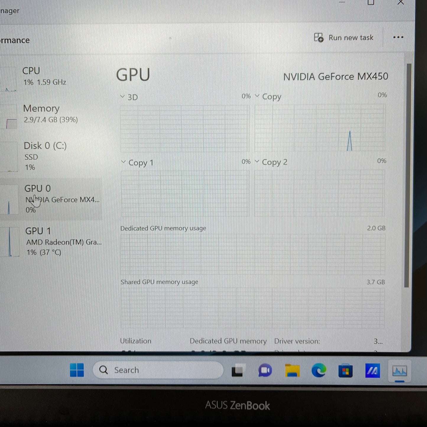 Asus Zenbook 14 Q408UG 13" Ryzen 5 5500U 2.1GHz 8GB RAM 256GB SSD NVIDIA MX450