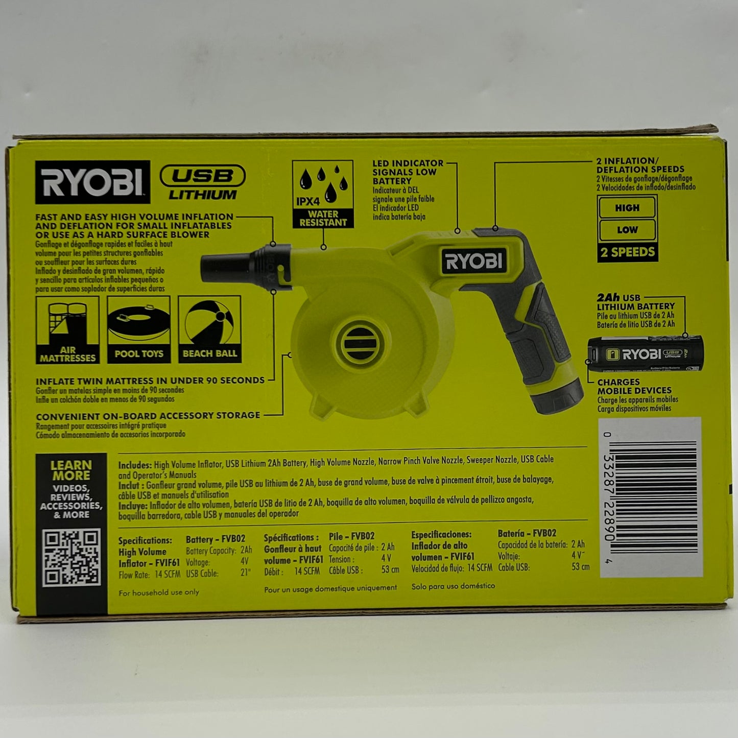 New Ryobi FVIF61K Compact Hard Surface Blower