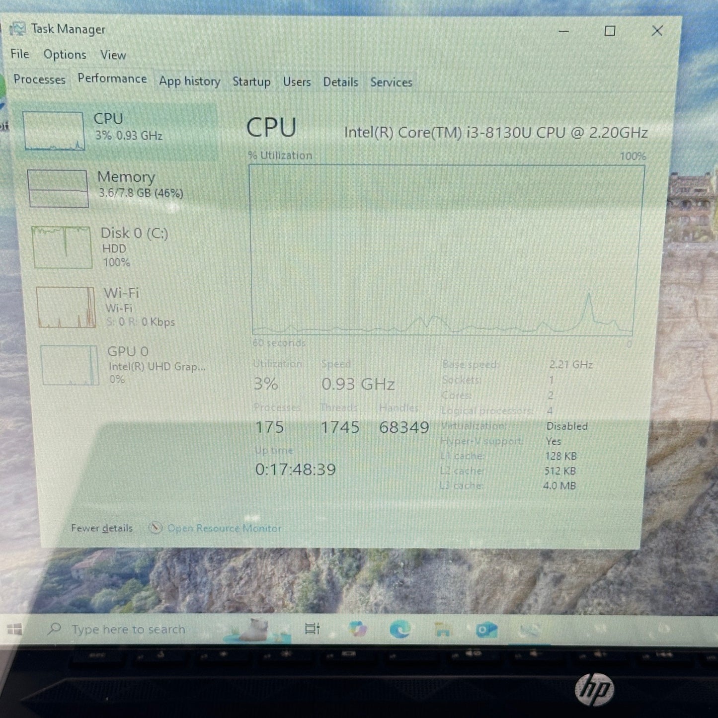 HP Pavilion x360 Convertible 14M-cd005dx i3-8130U 2.2GHz 8GB RAM 256GB HDD READ
